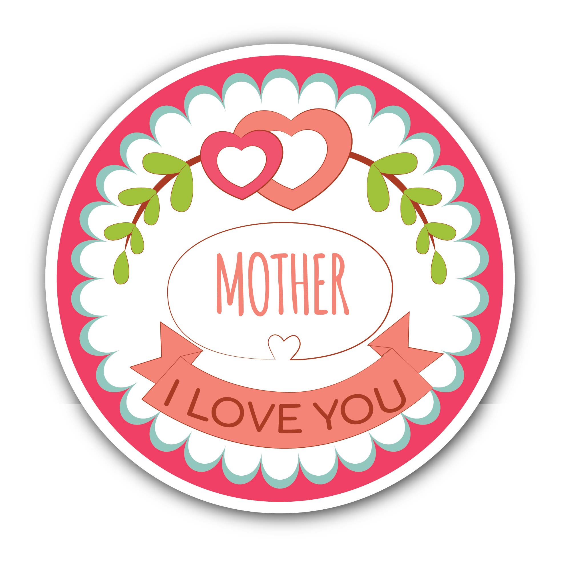 Mother I Love you Sticker, Waterproof Vinyl Decal Sticker Indoor Or Outdoor 2 (Pieces) 3" and 5"