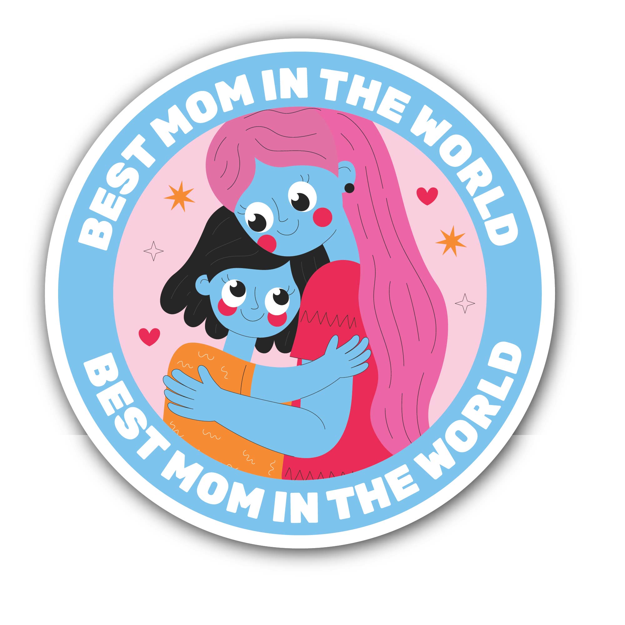 Best Mom In The World Sticker, Waterproof Vinyl Decal Sticker Indoor Or Outdoor 2 (Pieces) 3" and 5"