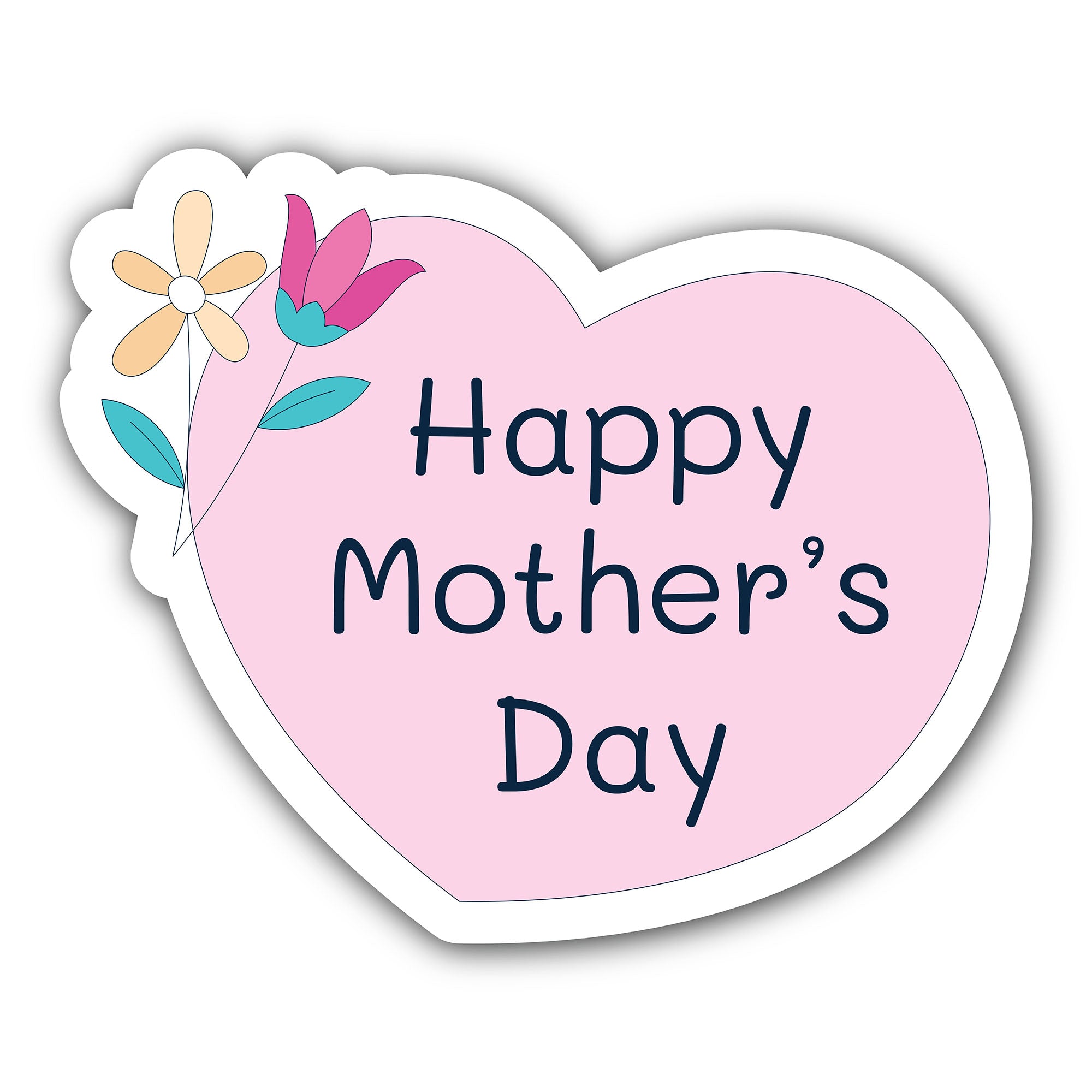 Pink Heart Mother's Day Sticker, Waterproof Vinyl Decal Sticker Indoor Or Outdoor 2 (Pieces) 3" and 5"