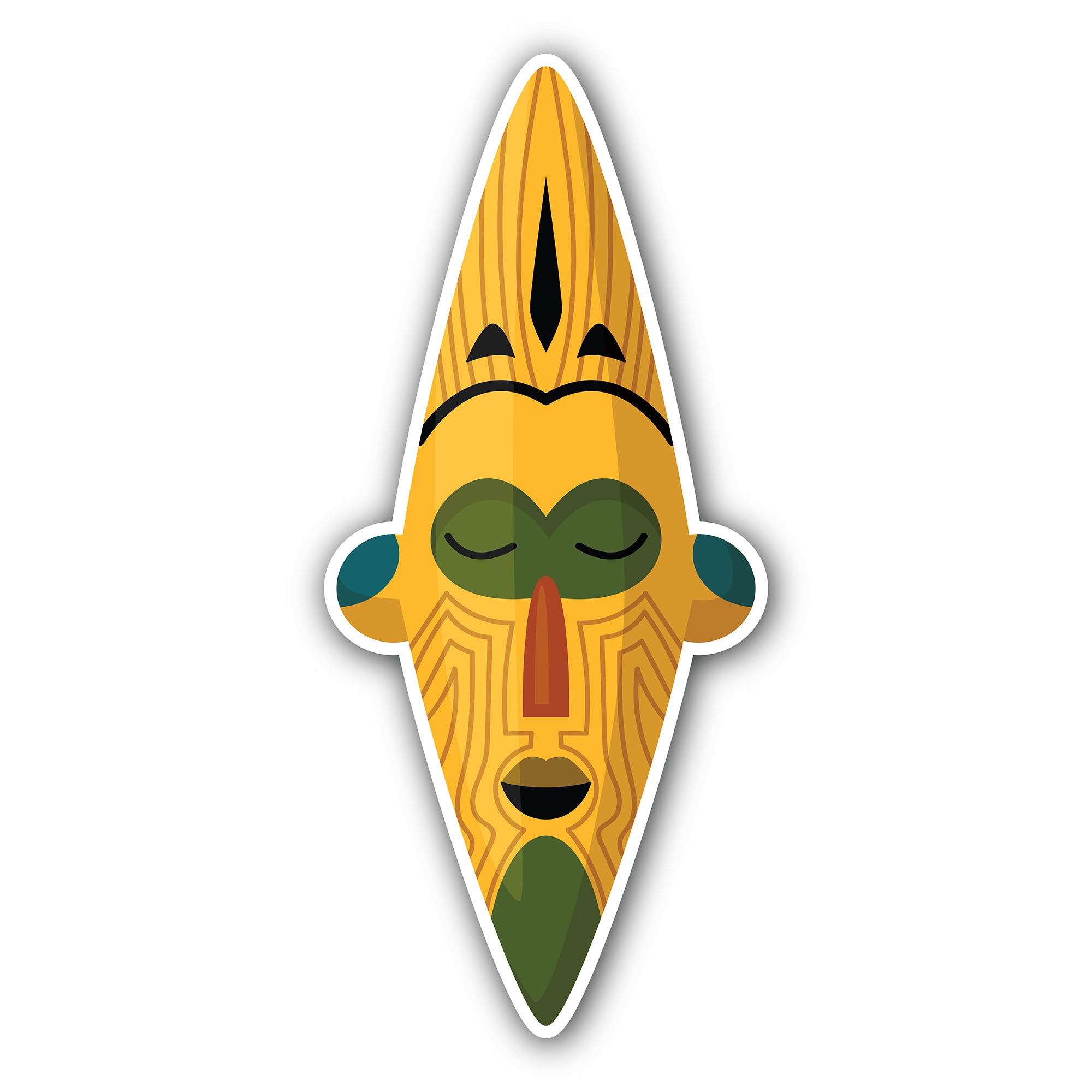 African ethnical mask Sticker, Waterproof Vinyl Decal Sticker Indoor Or Outdoor 2 (Pieces) 3" and 5"
