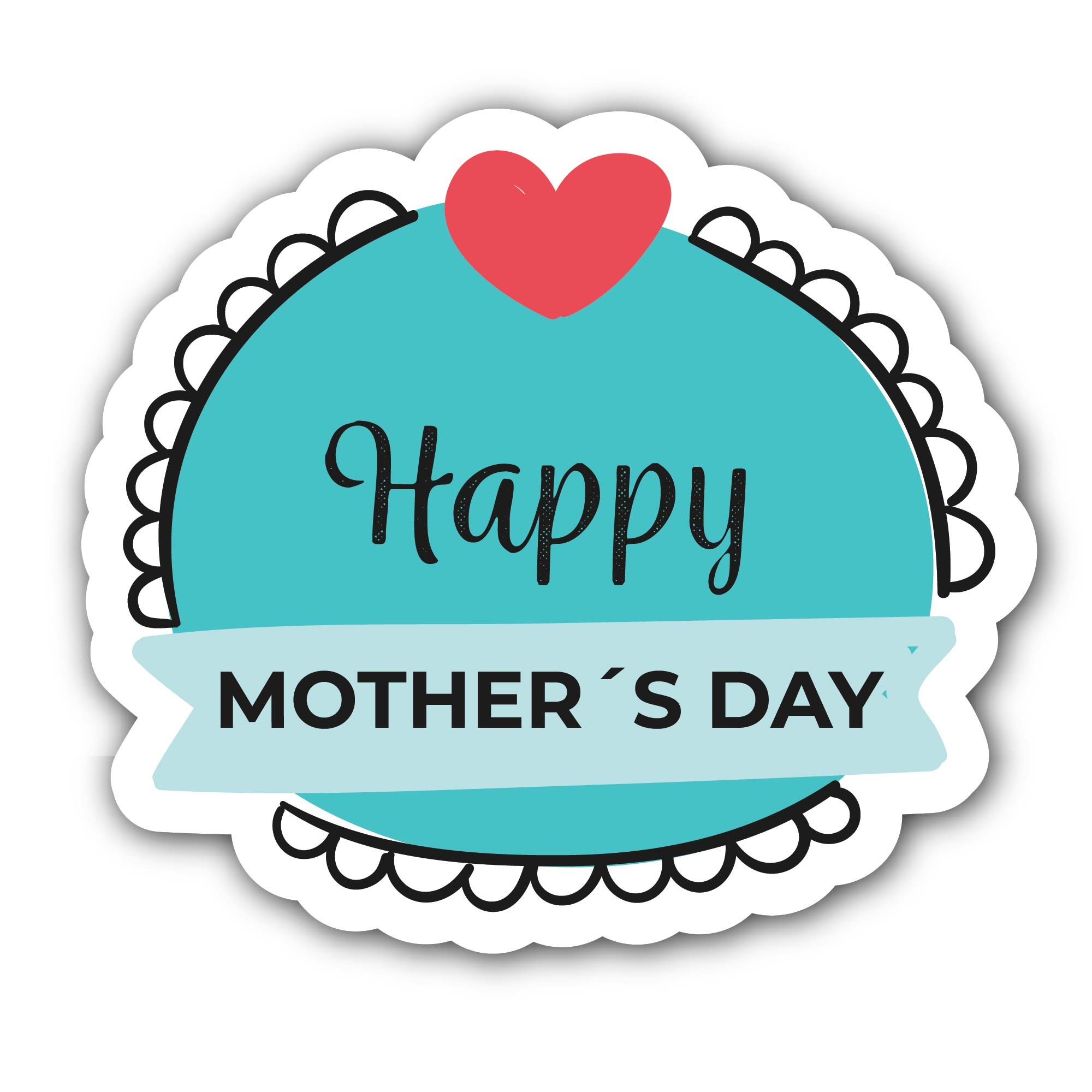 Mother's Day & Red Heart Sticker, Waterproof Vinyl Decal Sticker Indoor Or Outdoor 2 (Pieces) 3" and 5"
