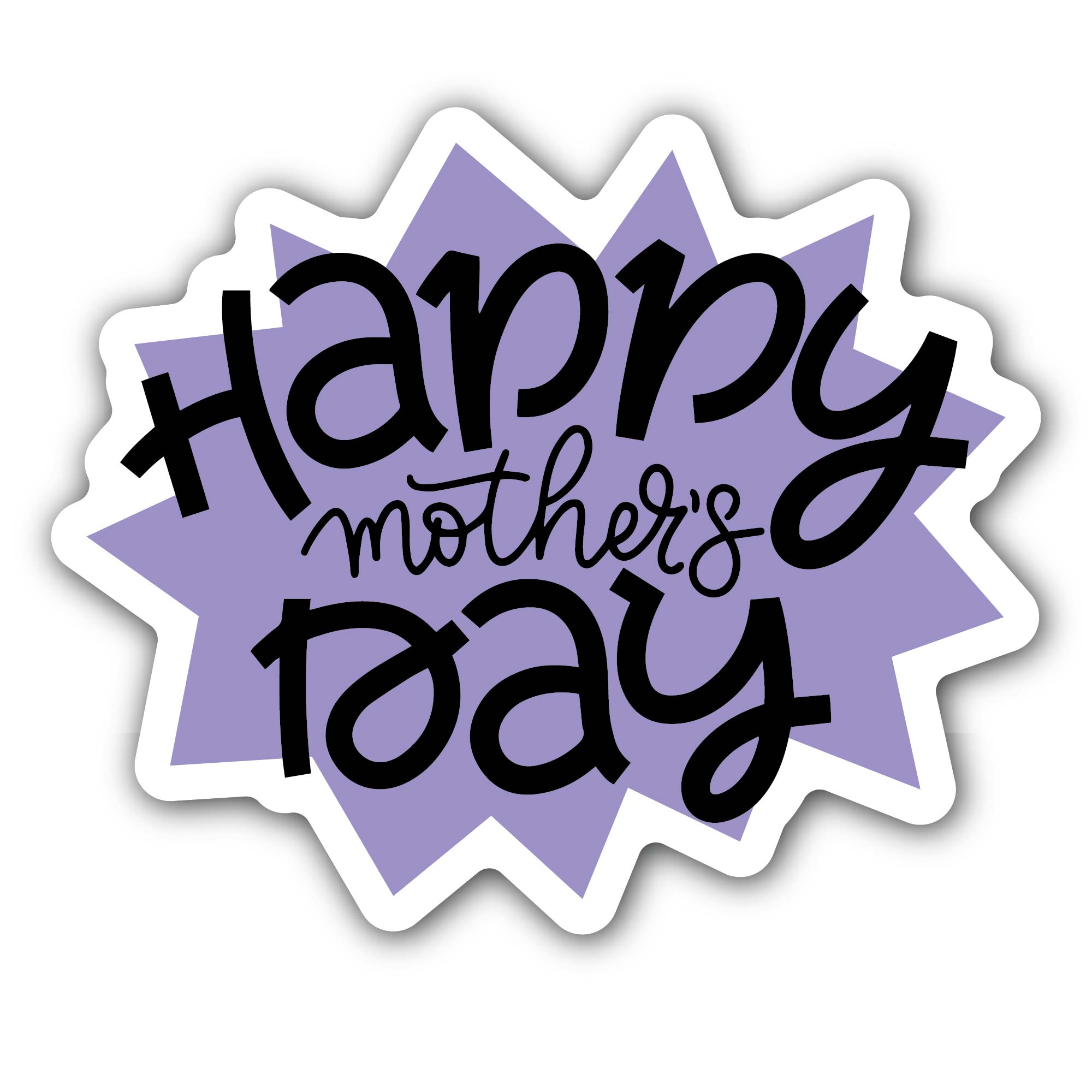 Black Text Happy Mother's day Sticker, Waterproof Vinyl Decal Sticker Indoor Or Outdoor 2 (Pieces) 3" and 5"