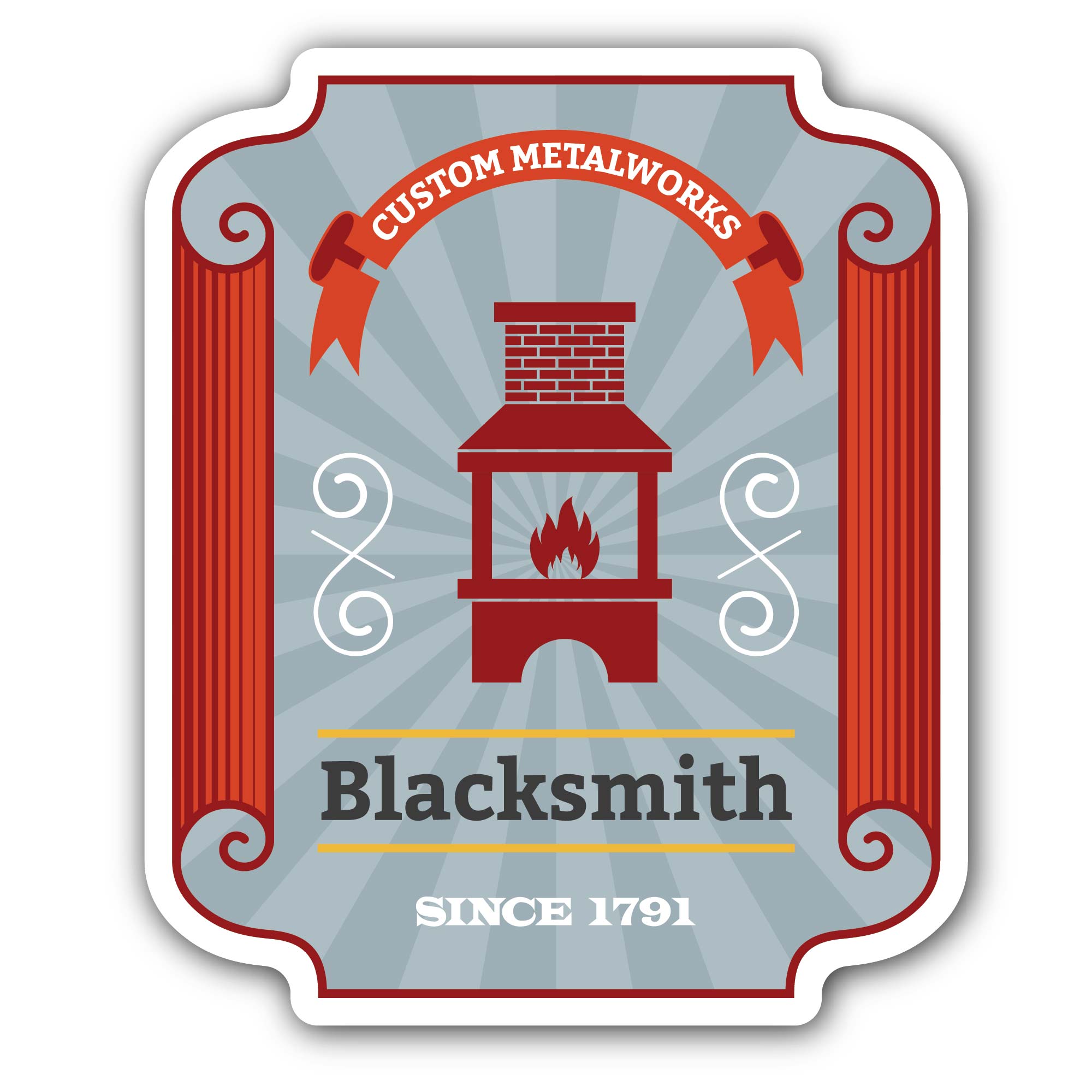 Blacksmith Sticker, Waterproof Vinyl Decal Sticker Indoor Or Outdoor 2 (Pieces) 3" and 5"