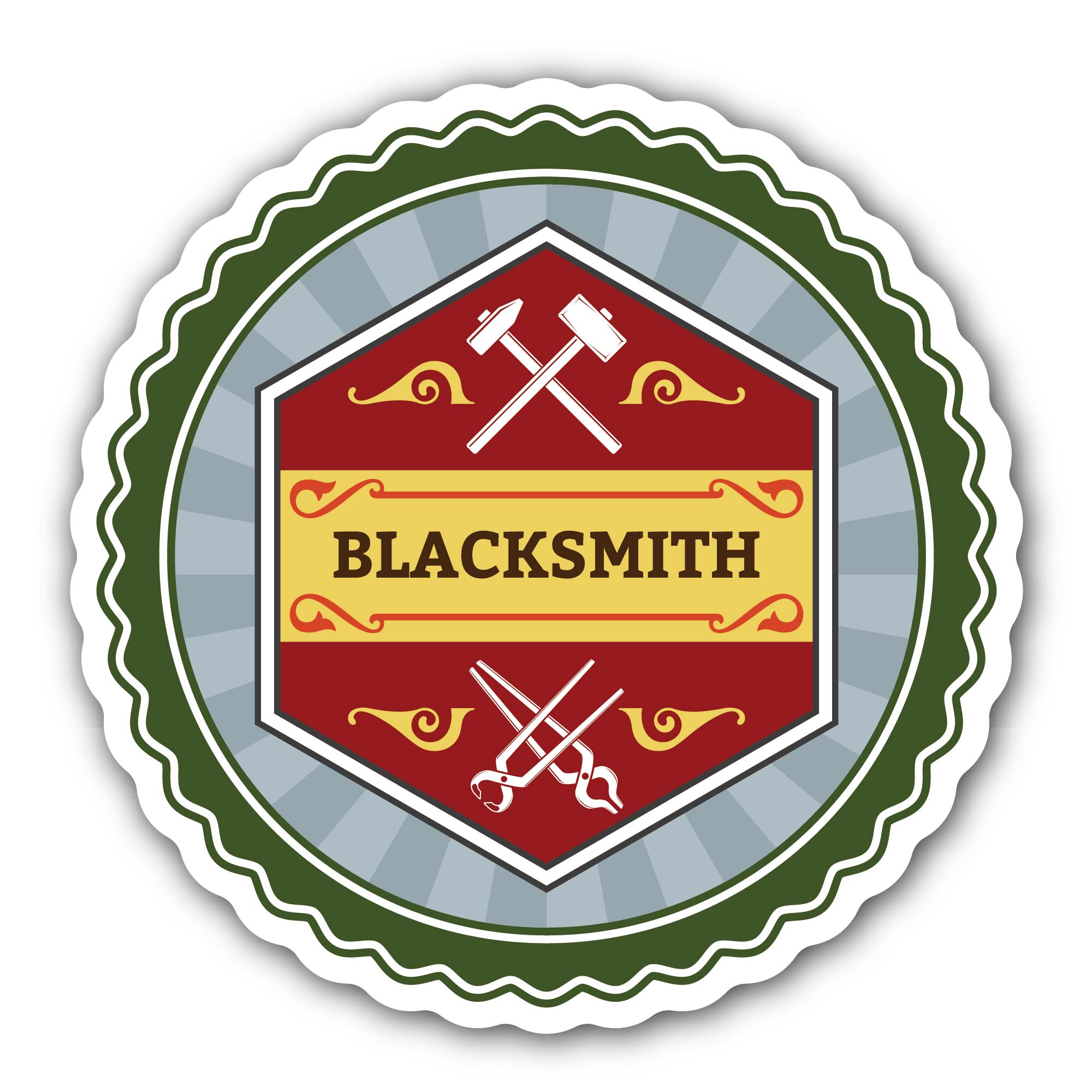 Blacksmith logo Sticker, Waterproof Vinyl Decal Sticker Indoor Or Outdoor 2 (Pieces) 3" and 5"
