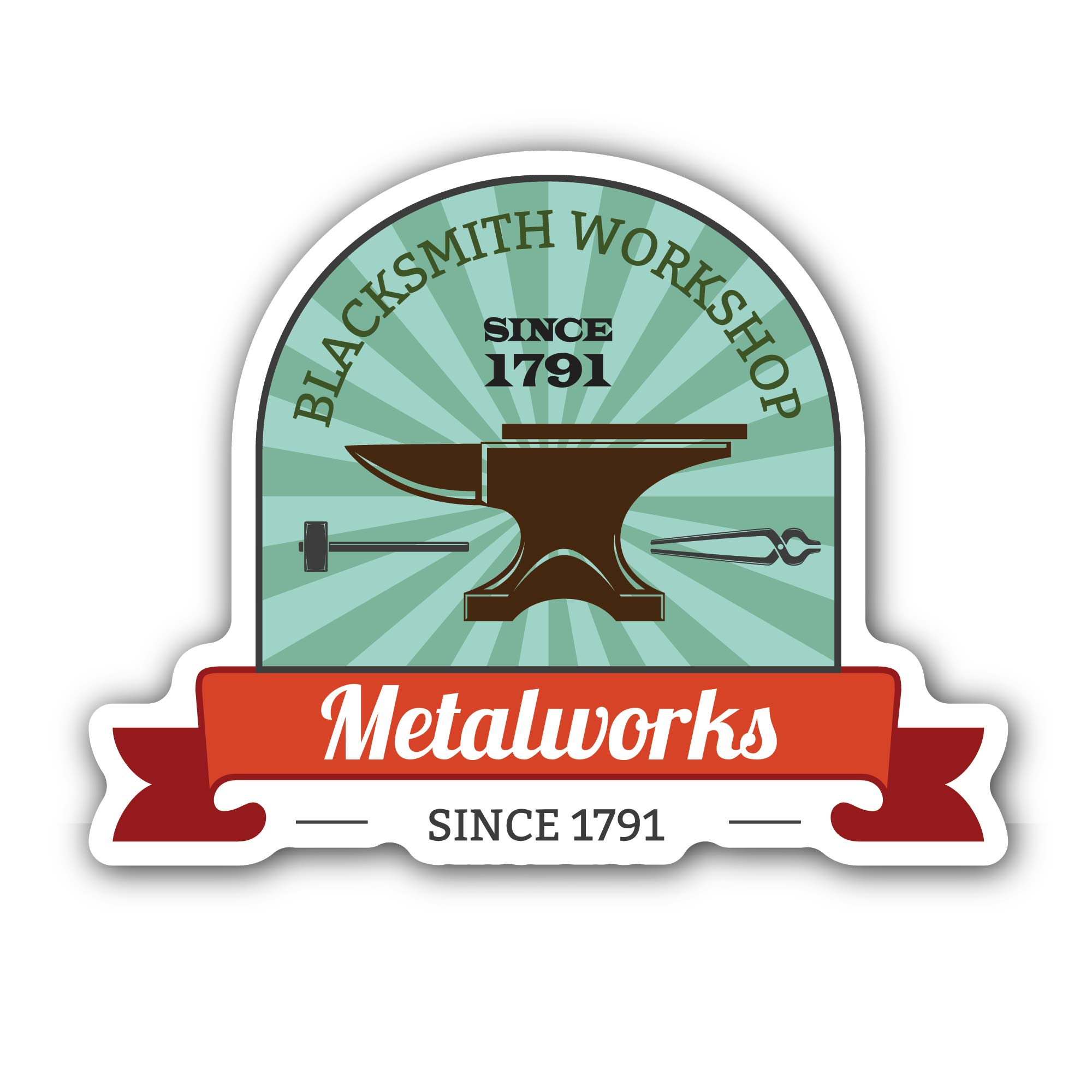 Blacksmith Workshop Sticker, Waterproof Vinyl Decal Sticker Indoor Or Outdoor 2 (Pieces) 3" and 5"