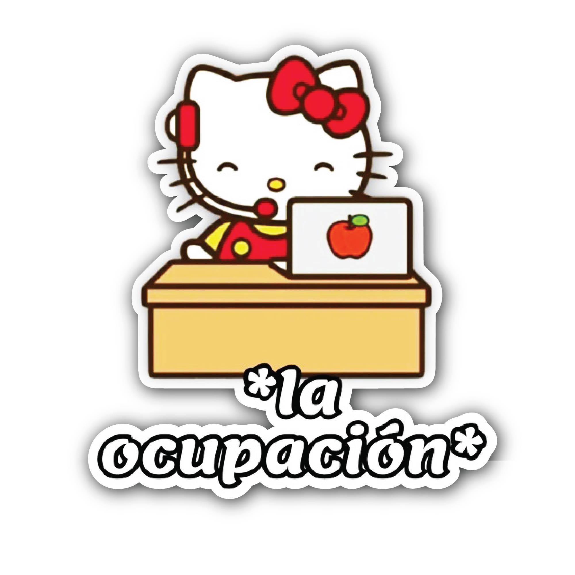 La ocupacion kitty Sticker, Waterproof Vinyl Decal Sticker Indoor Or Outdoor 2 (Pieces) 3" and 5"