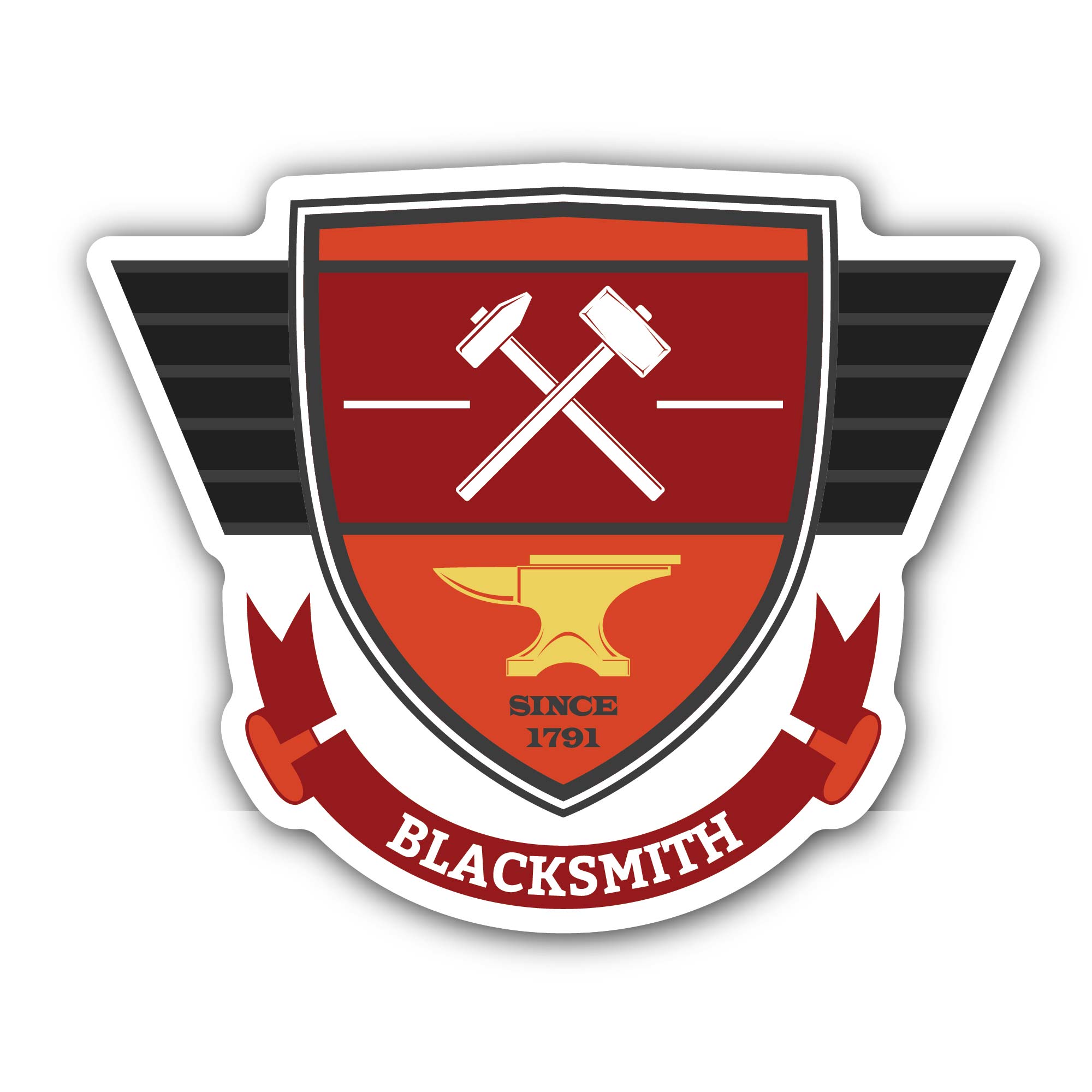 1791 Forged Badge License Plate Sticker, Waterproof Vinyl Decal Sticker Indoor Or Outdoor 2 (Pieces) 3" and 5"