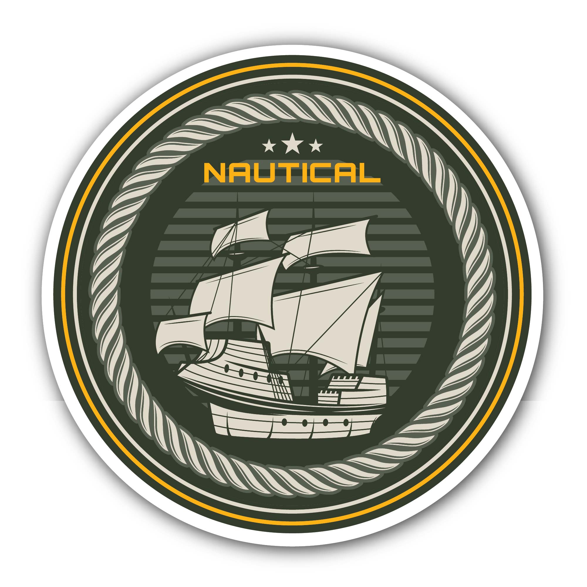 Nautical Voyages Sticker, Waterproof Vinyl Decal Sticker Indoor Or Outdoor 2 (Pieces) 3" and 5"