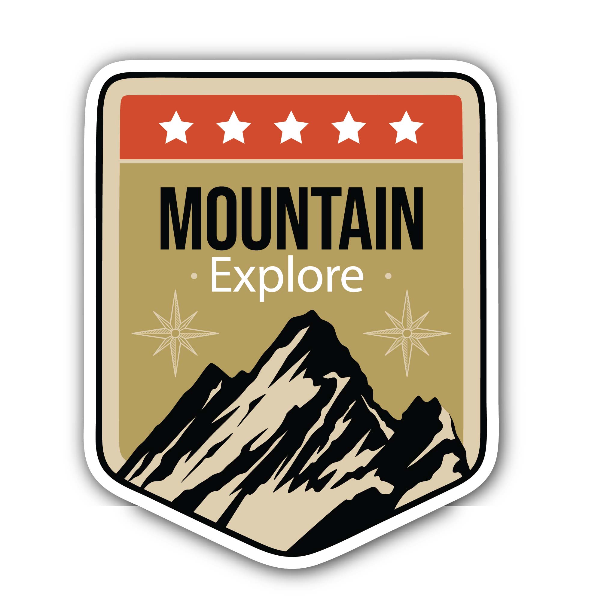 Mountain Explorer Sticker, Waterproof Vinyl Decal Sticker Indoor Or Outdoor 2 (Pieces) 3" and 5"