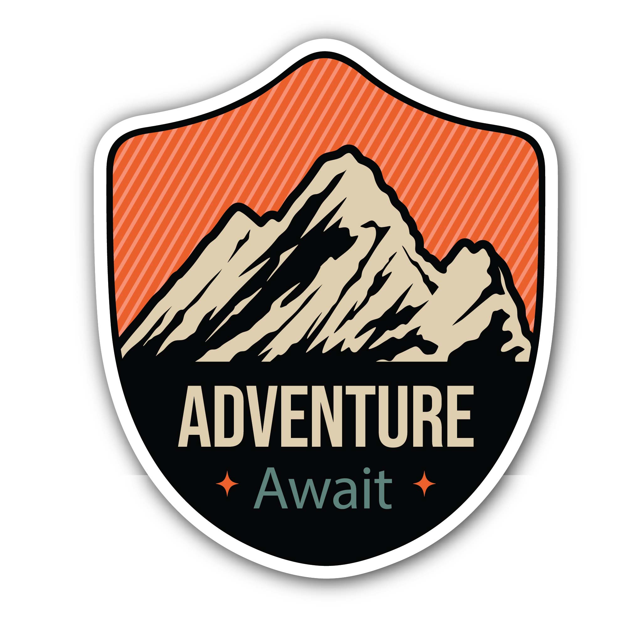Mountain Adventure Sticker, Waterproof Vinyl Decal Sticker Indoor Or Outdoor 2 (Pieces) 3" and 5"
