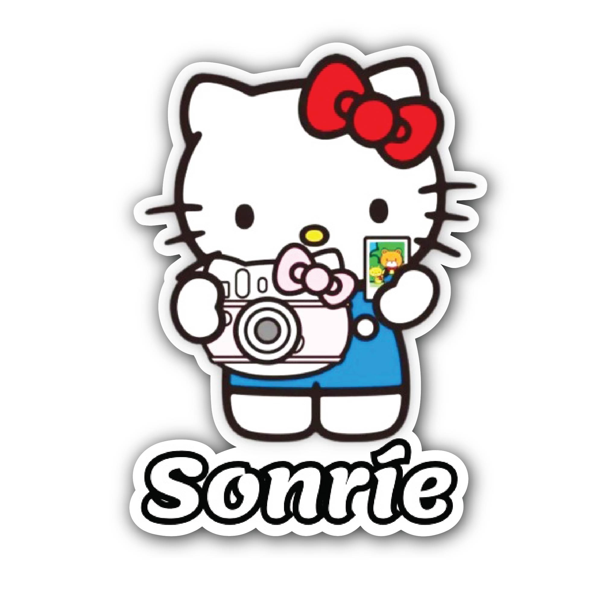 Cat with Camera Sticker, Waterproof Vinyl Decal Sticker Indoor Or Outdoor 2 (Pieces) 3" and 5"