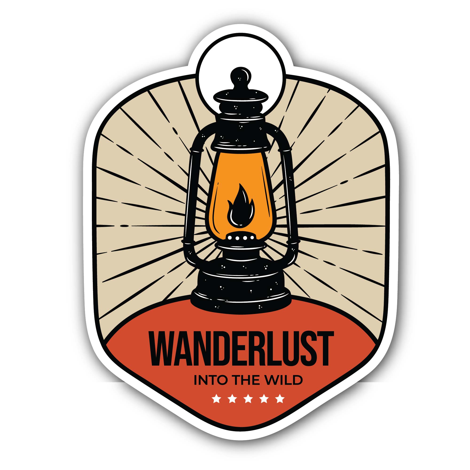Wanderlust label with forest scene Sticker, Waterproof Vinyl Decal Sticker Indoor Or Outdoor 2 (Pieces) 3" and 5"
