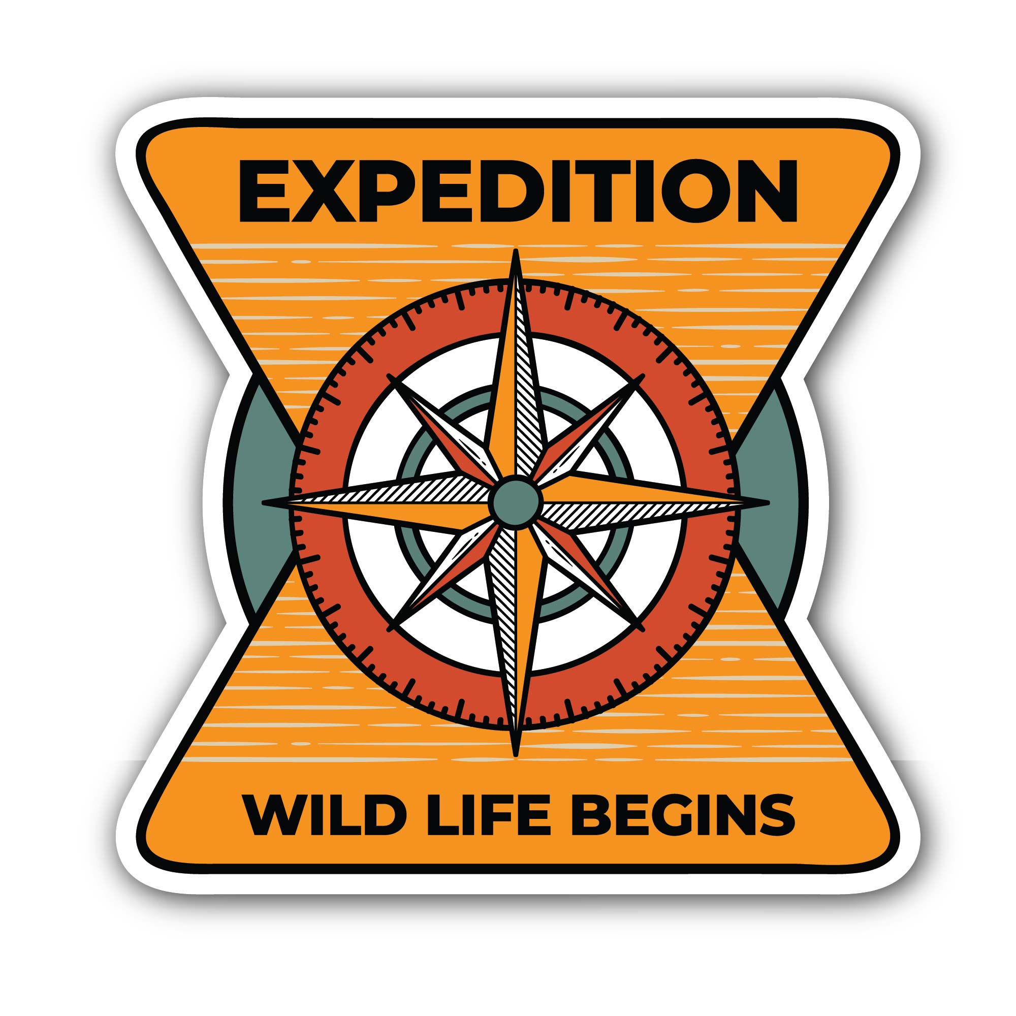 Expedition Wild Life Begins Sticker, Waterproof Vinyl Decal Sticker Indoor Or Outdoor 2 (Pieces) 3" and 5"
