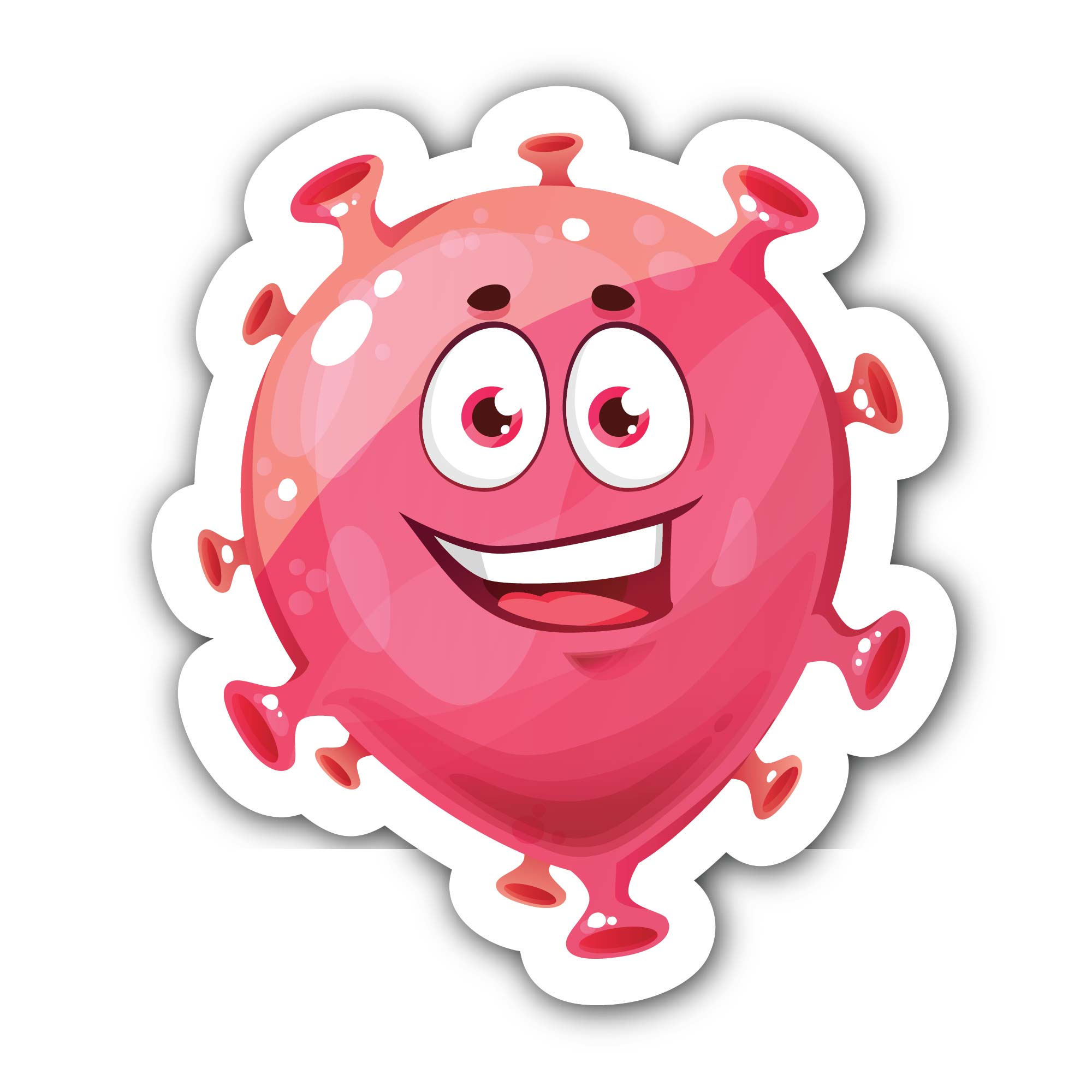 Funny bacteria cartoon Sticker, Waterproof Vinyl Decal Sticker Indoor Or Outdoor 2 (Pieces) 3" and 5"