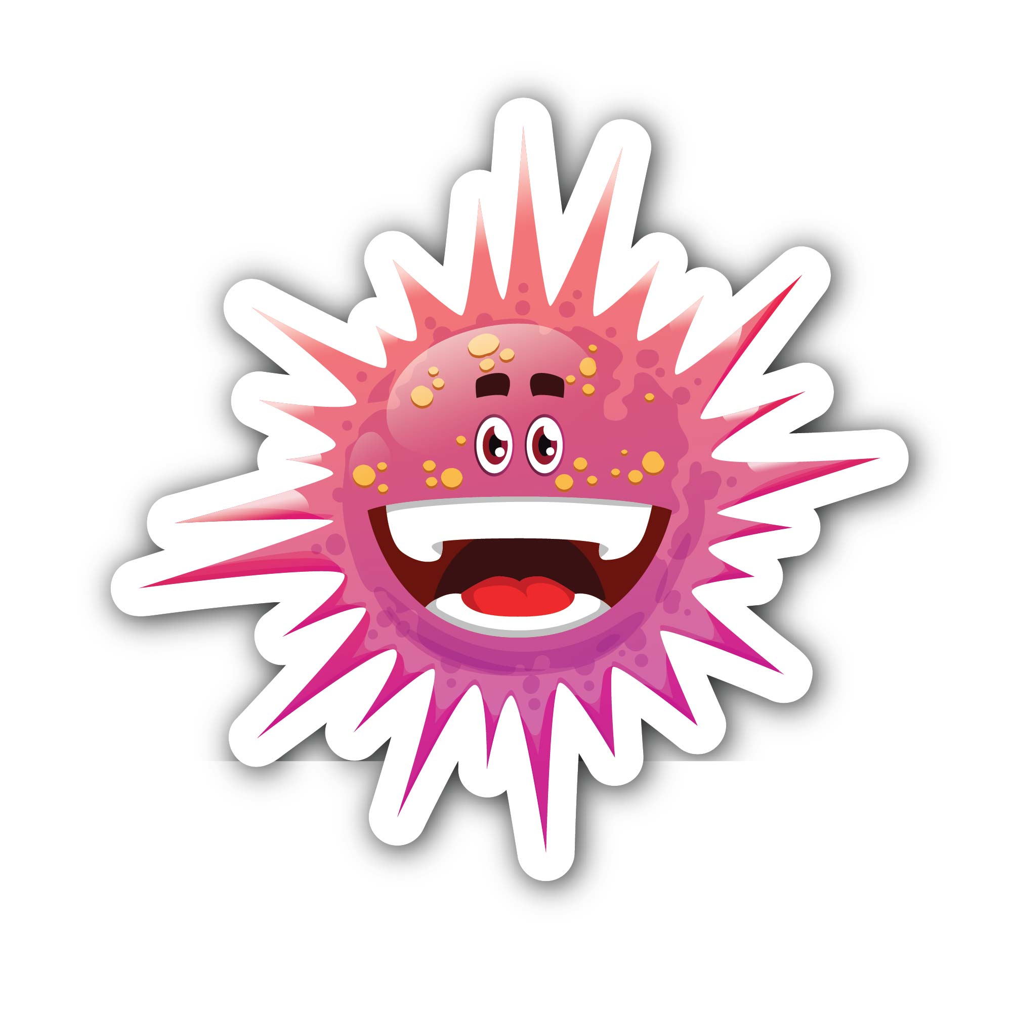 Spiky Bacteria Germ Virus Monster Sticker, Waterproof Vinyl Decal Sticker Indoor Or Outdoor 2 (Pieces) 3" and 5"
