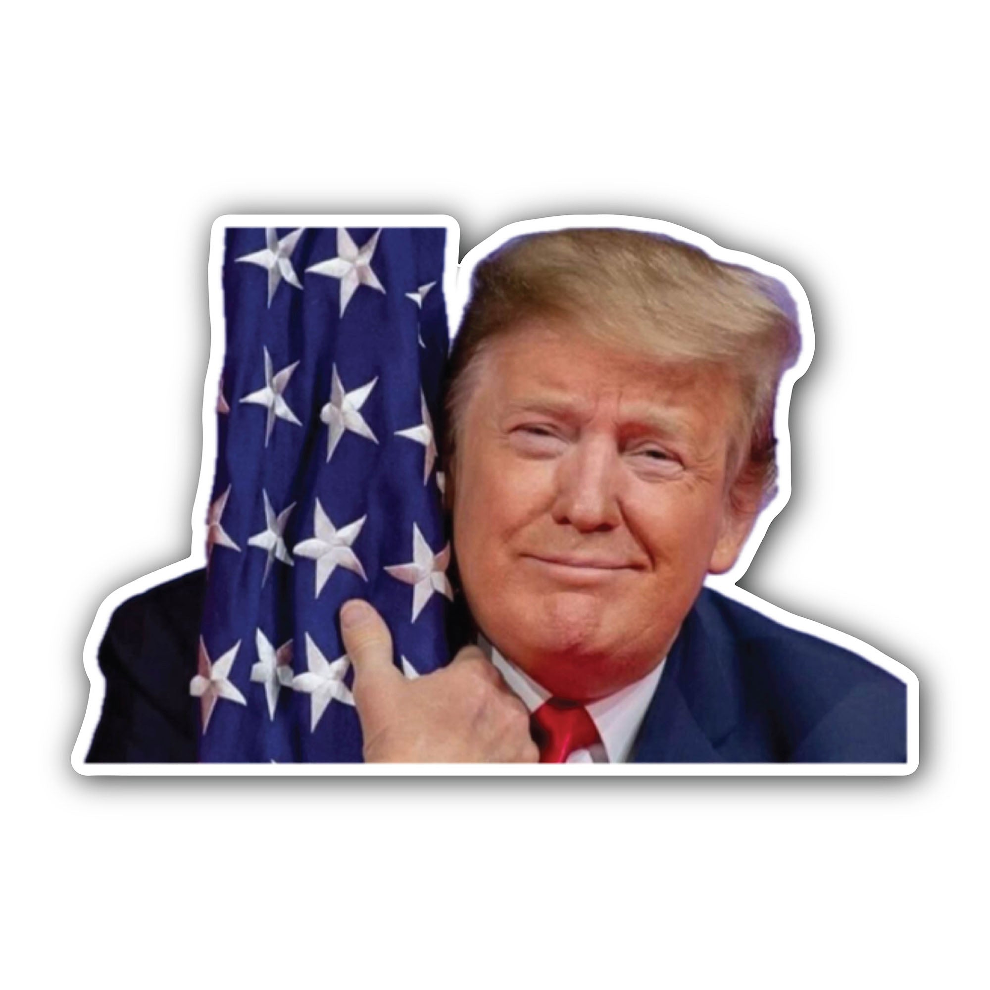 Trump Hugging Flag Sticker, Waterproof Vinyl Decal Sticker Indoor Or Outdoor 2 (Pieces) 3" and 5"