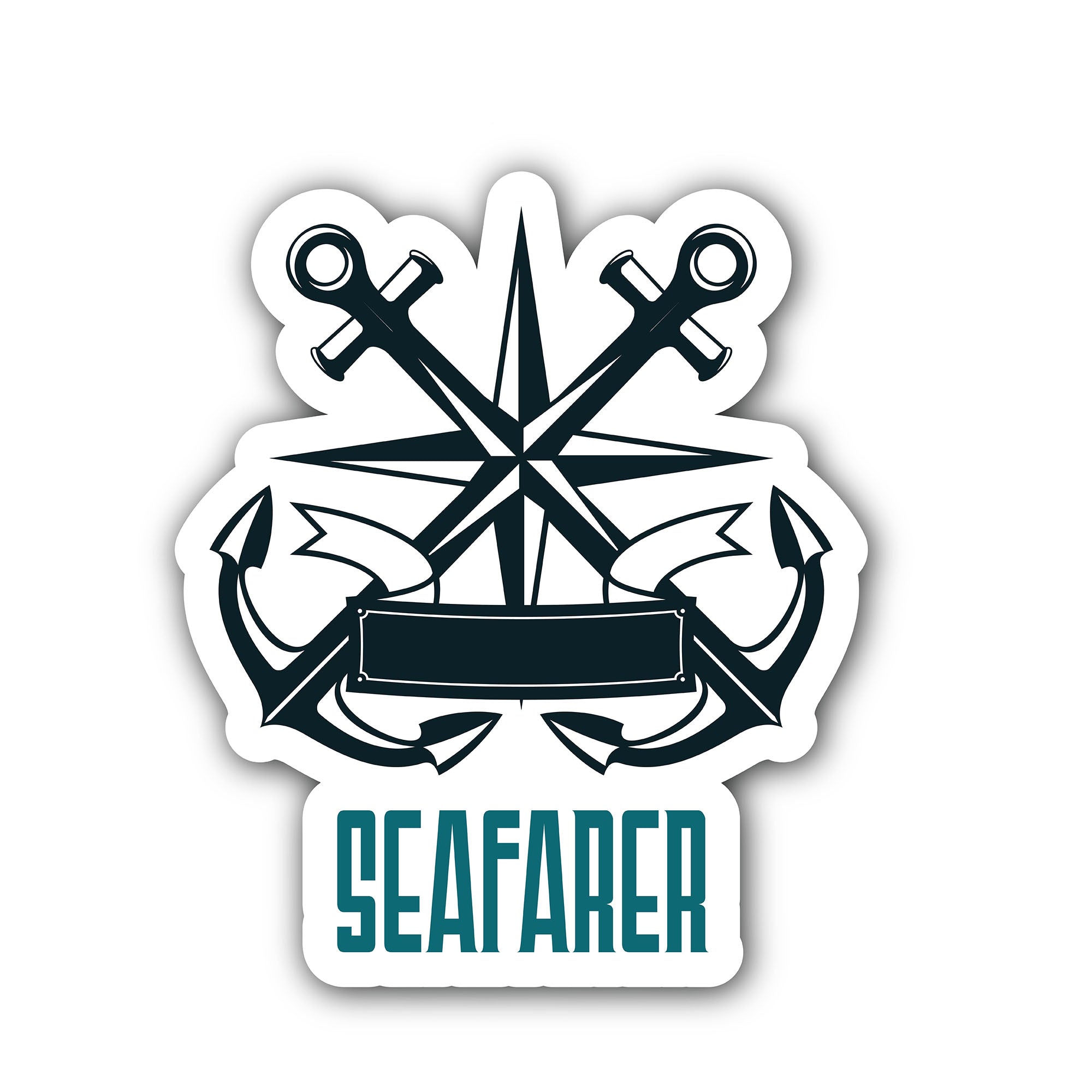 Seafarer Logo Sticker, Waterproof Vinyl Decal Sticker Indoor Or Outdoor 2 (Pieces) 3" and 5"