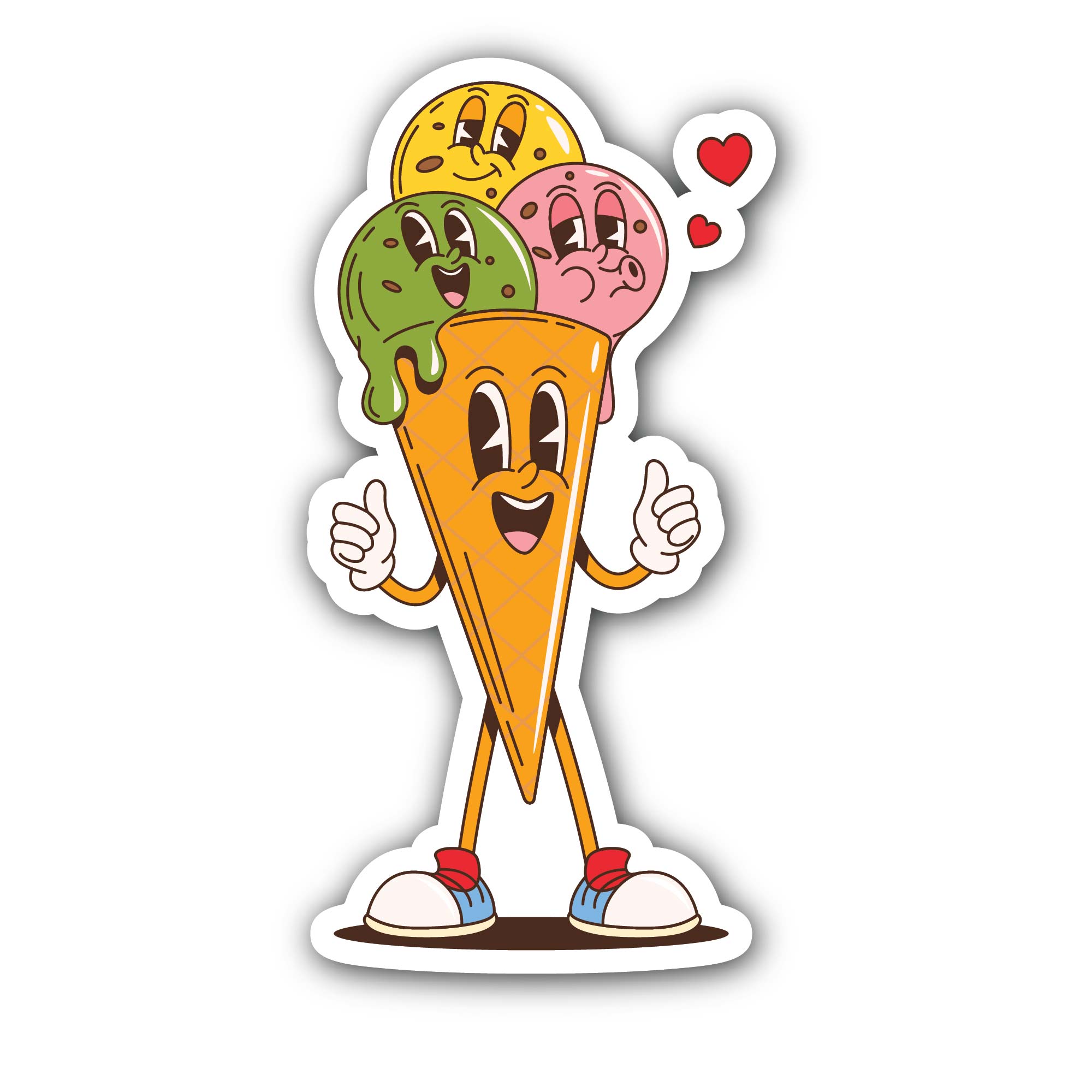 Cute Ice Cream man Sticker, Waterproof Vinyl Decal Sticker Indoor Or Outdoor 2 (Pieces) 3" and 5"