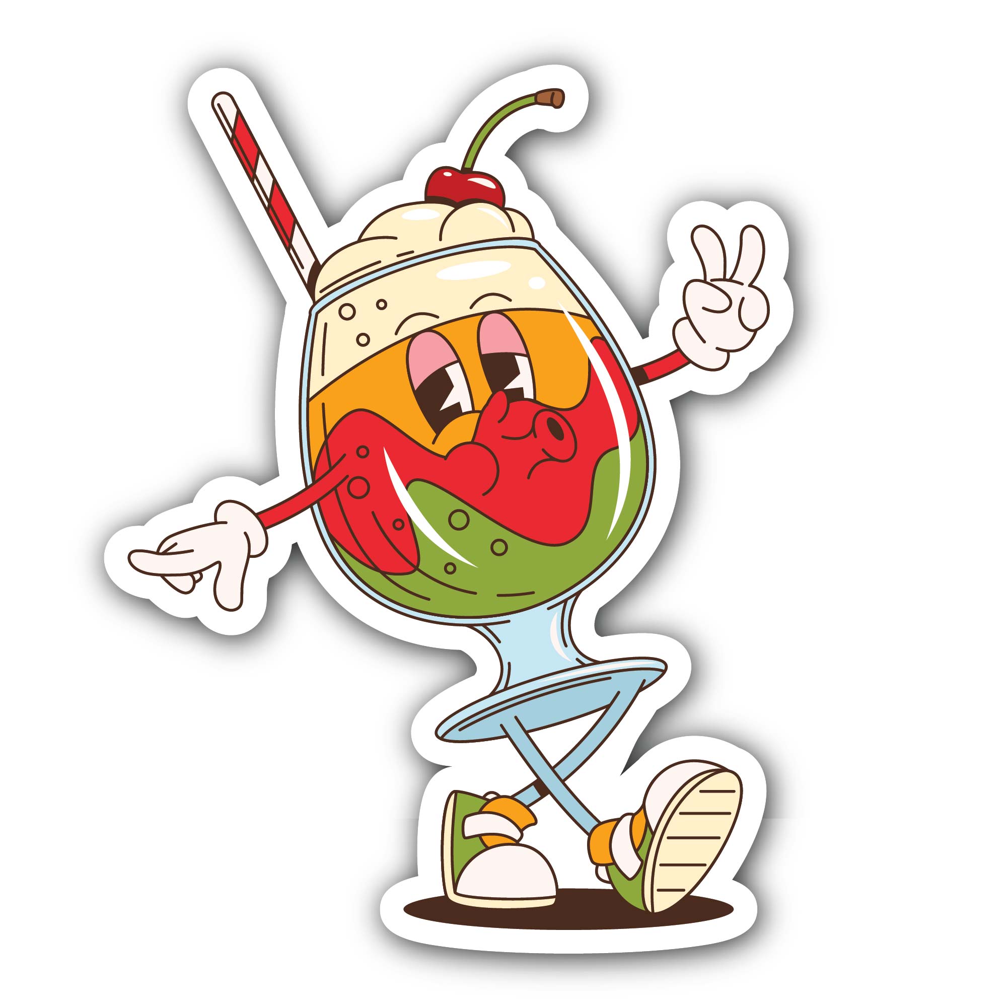 Funny cocktail Cartoon Character Sticker, Waterproof Vinyl Decal Sticker Indoor Or Outdoor 2 (Pieces) 3" and 5"