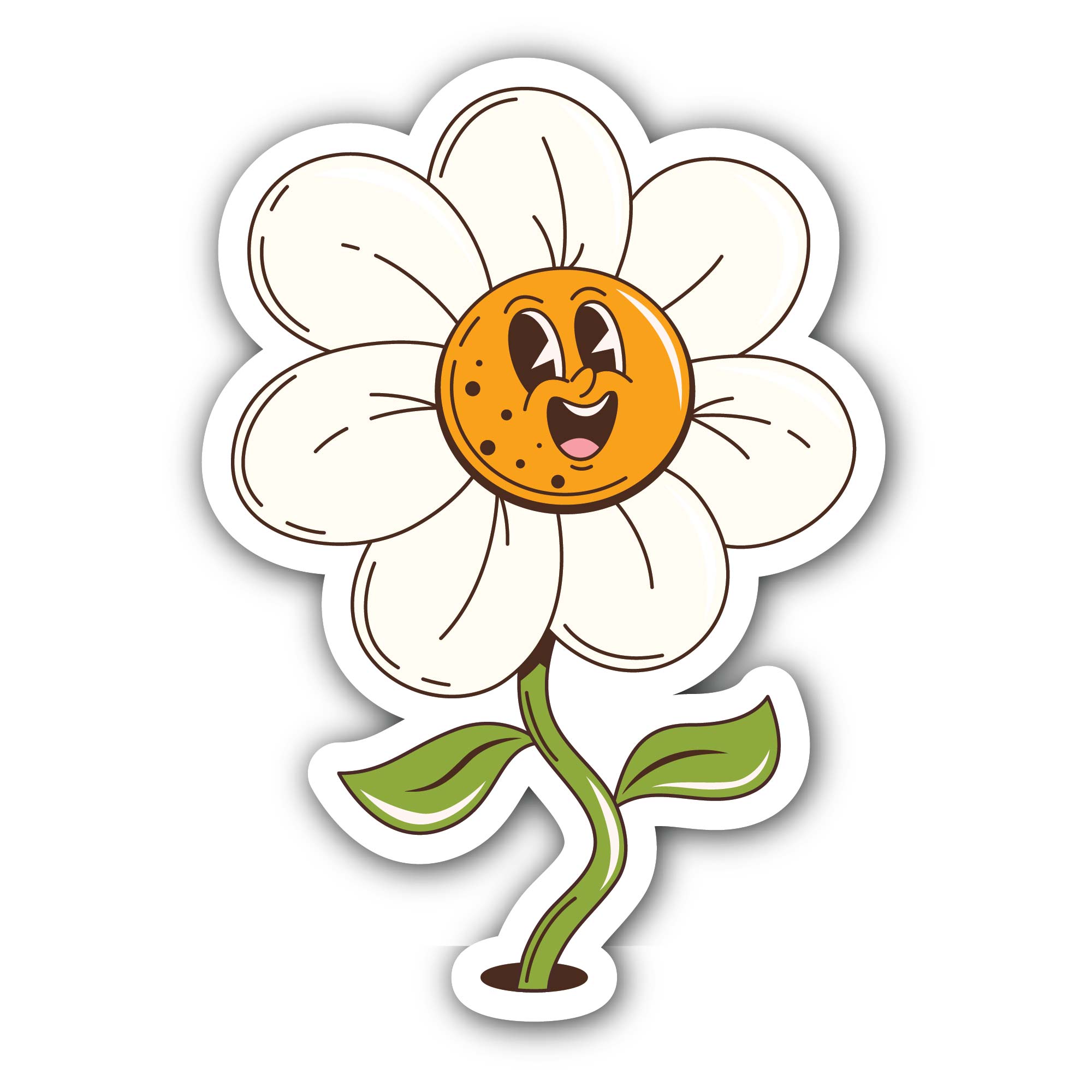 Cute White Flower Sticker, Waterproof Vinyl Decal Sticker Indoor Or Outdoor 2 (Pieces) 3" and 5"