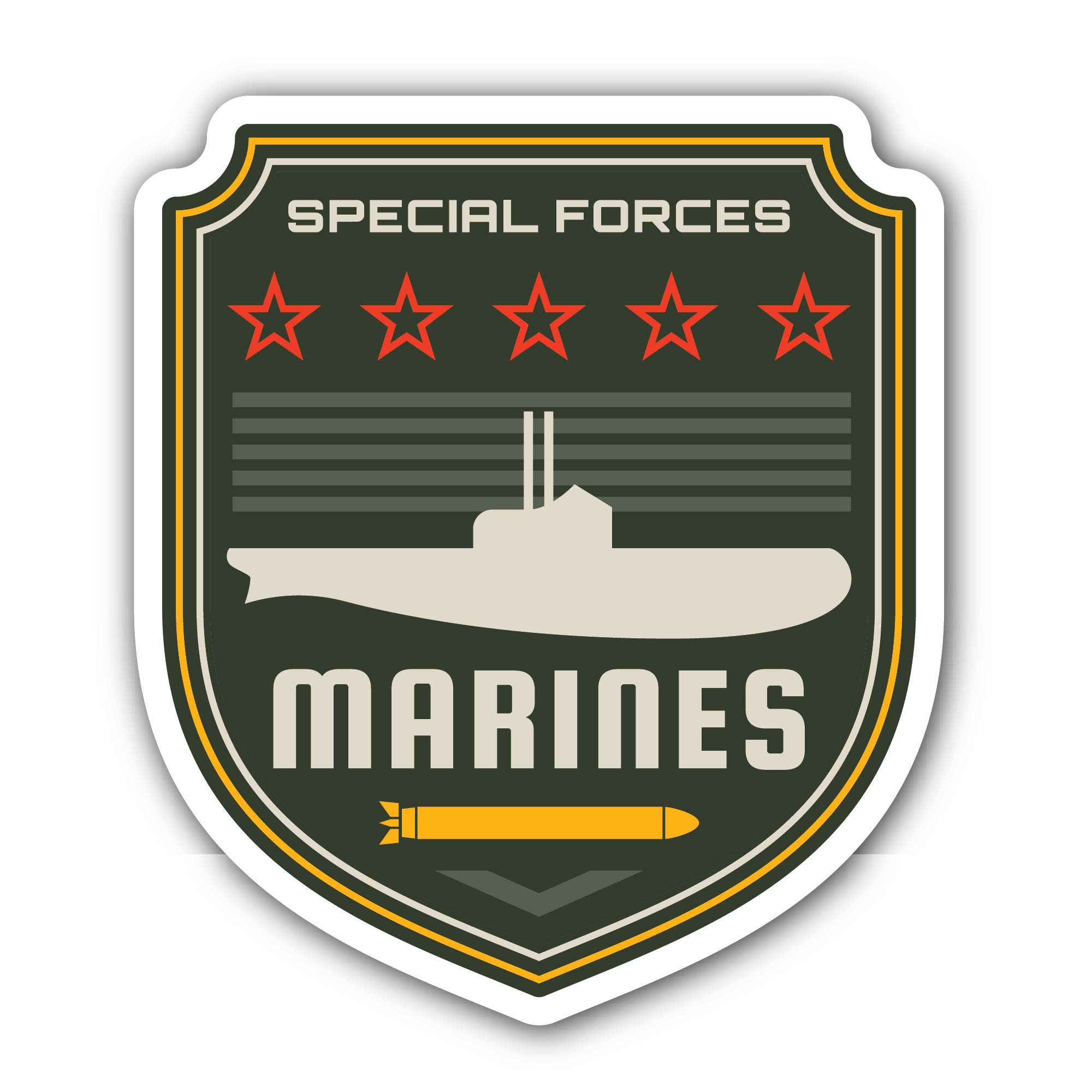 Maritime Forces Special Division Sticker, Waterproof Vinyl Decal Sticker Indoor Or Outdoor 2 (Pieces) 3" and 5"