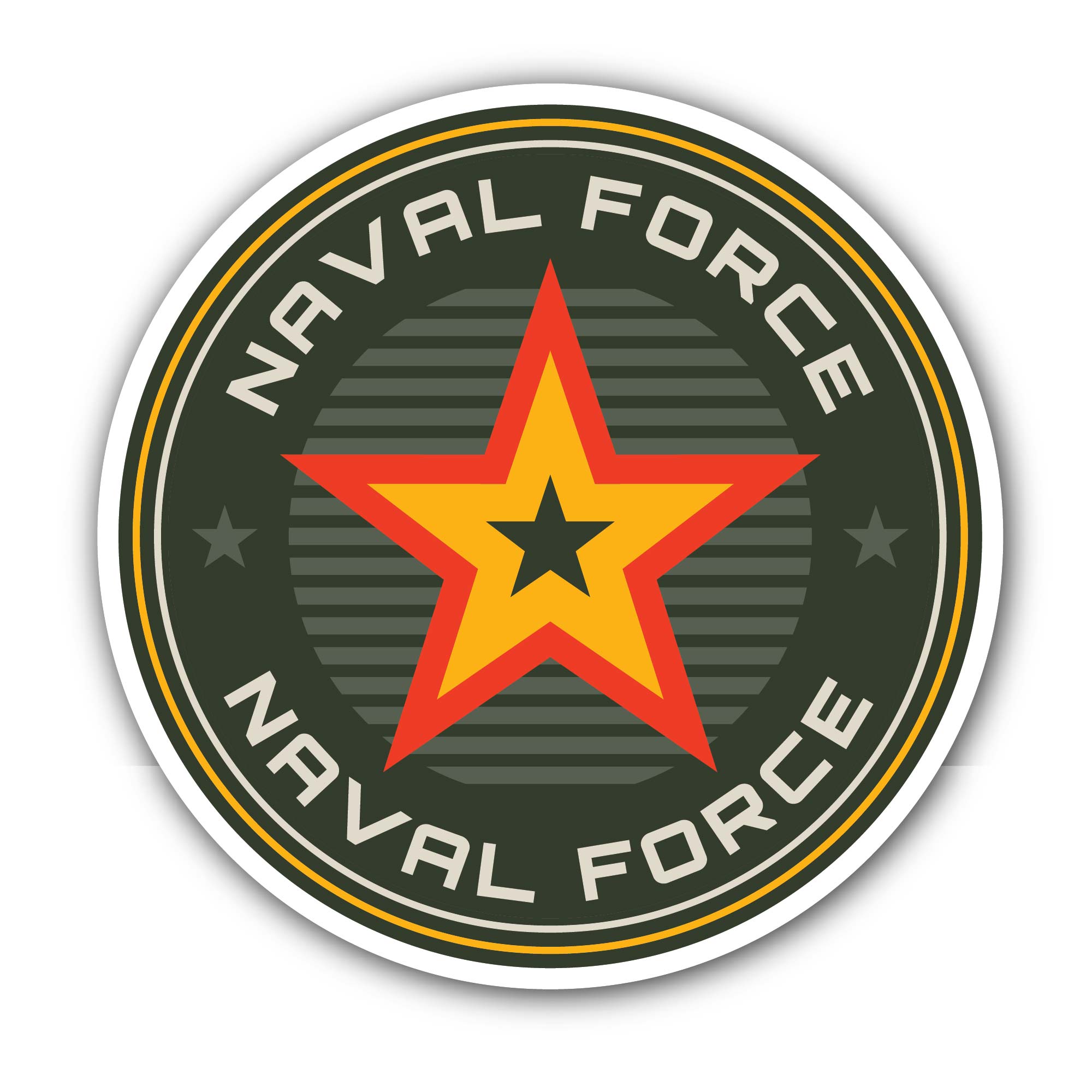Naval Force with star Sticker, Waterproof Vinyl Decal Sticker Indoor Or Outdoor 2 (Pieces) 3" and 5"