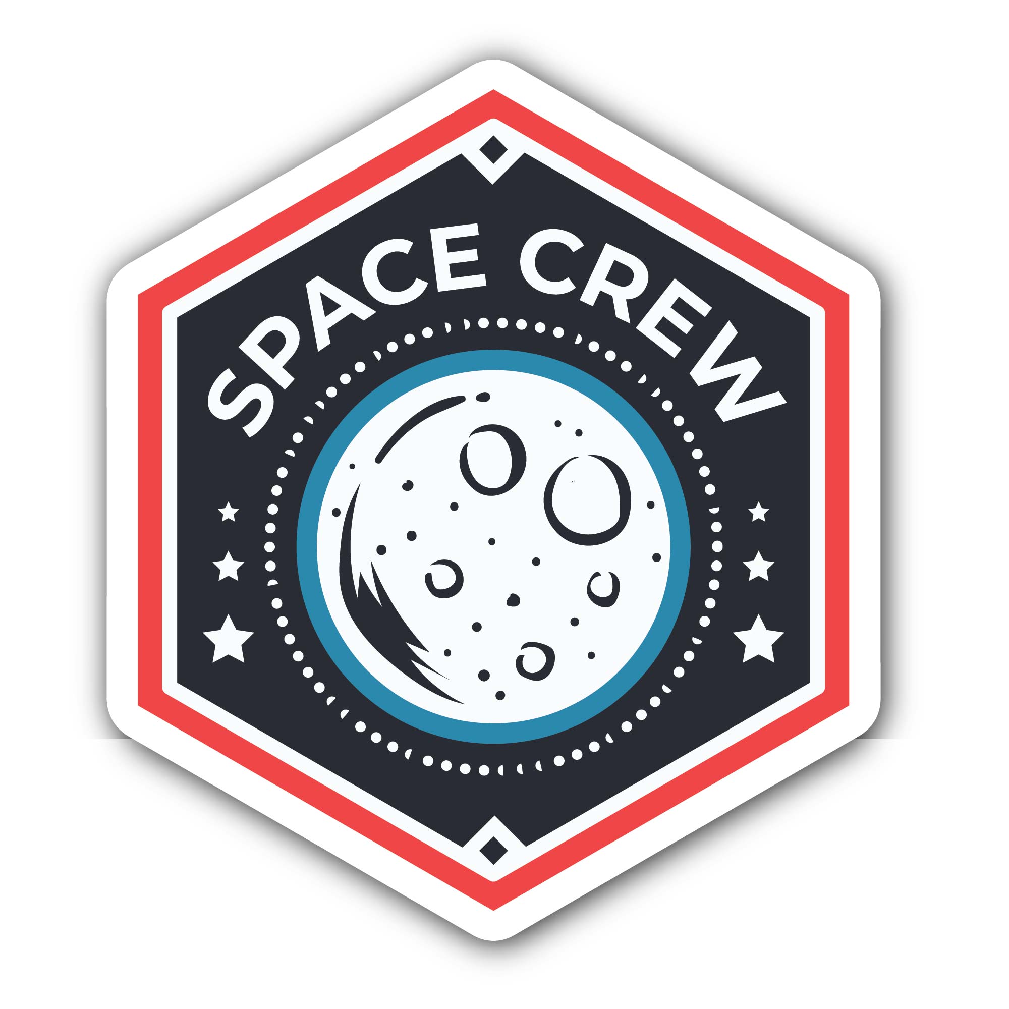 Space Crew Logo Sticker, Waterproof Vinyl Decal Sticker Indoor Or Outdoor 2 (Pieces) 3" and 5"