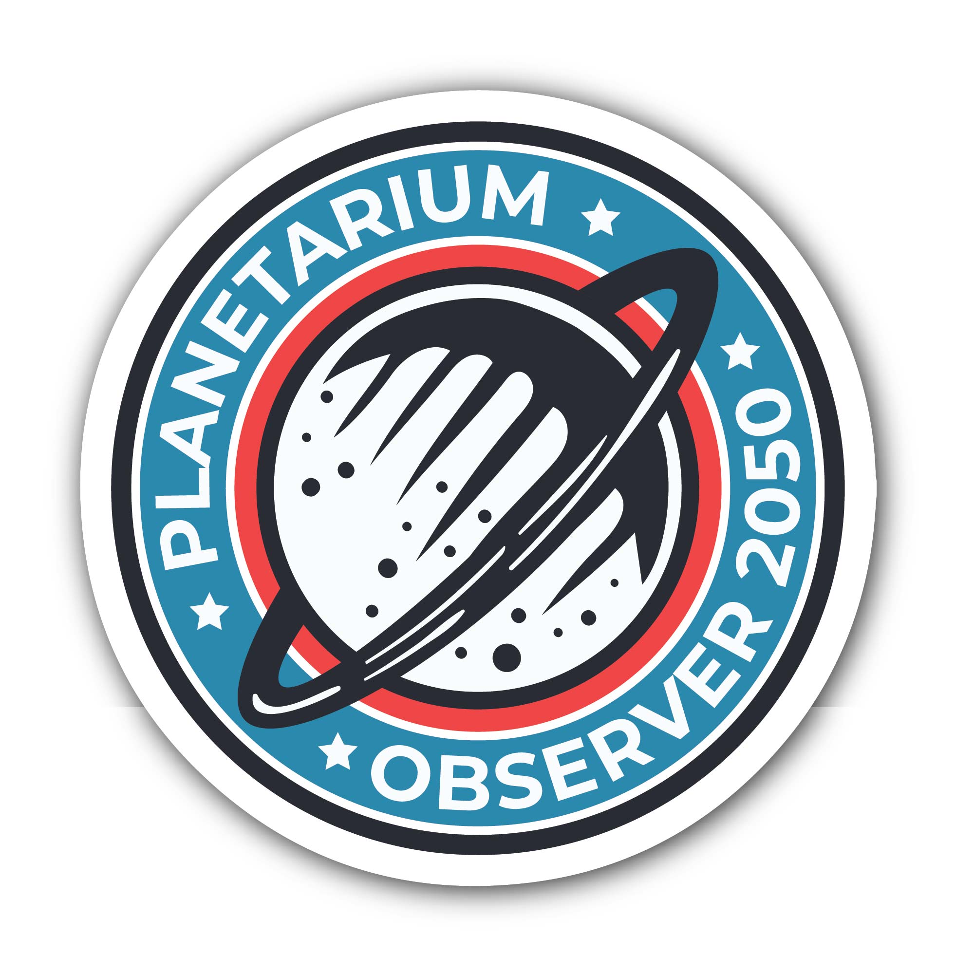 Planetarium logo Sticker, Waterproof Vinyl Decal Sticker Indoor Or Outdoor 2 (Pieces) 3" and 5"