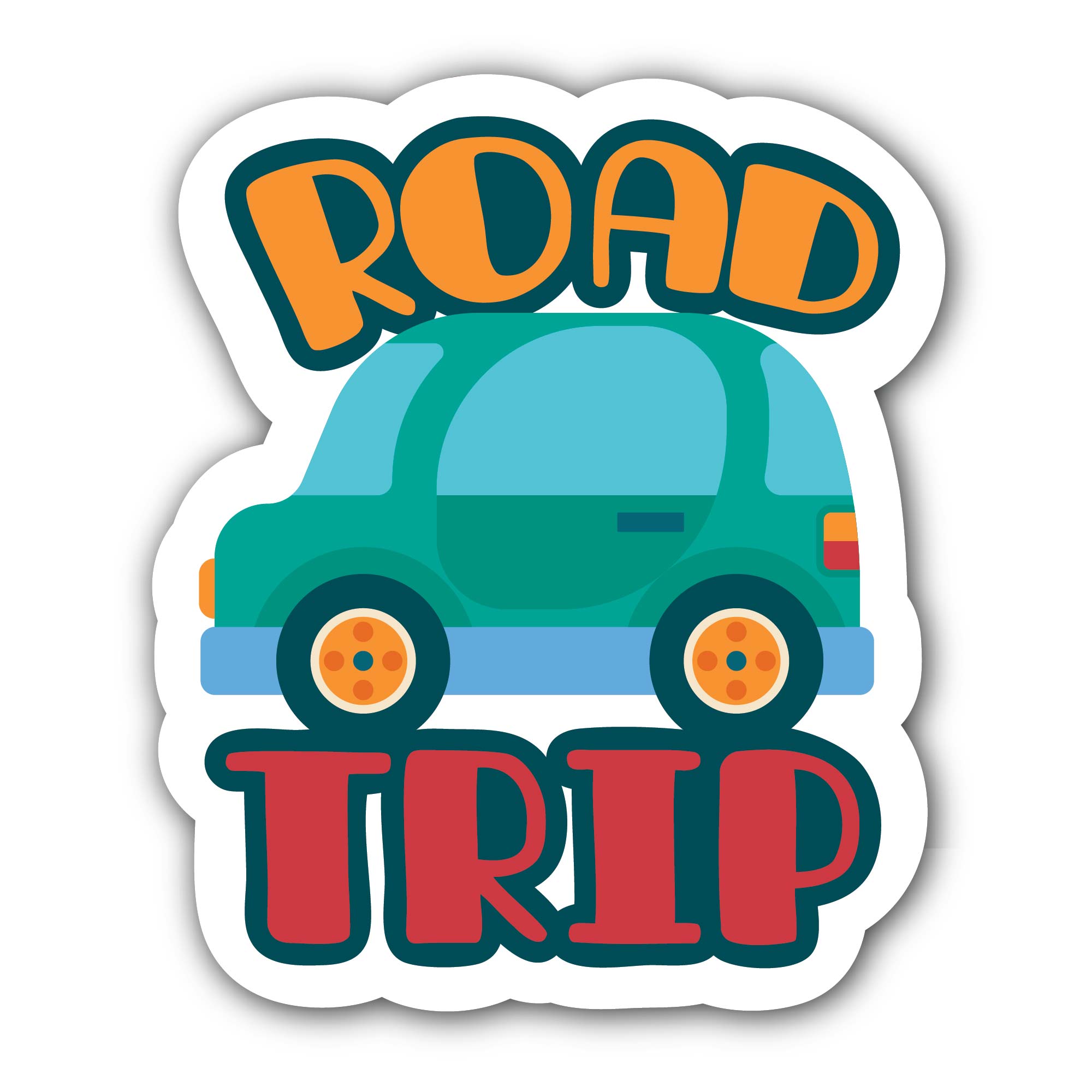 Road Trip Sticker, Waterproof Vinyl Decal Sticker Indoor Or Outdoor 2 (Pieces) 3" and 5"