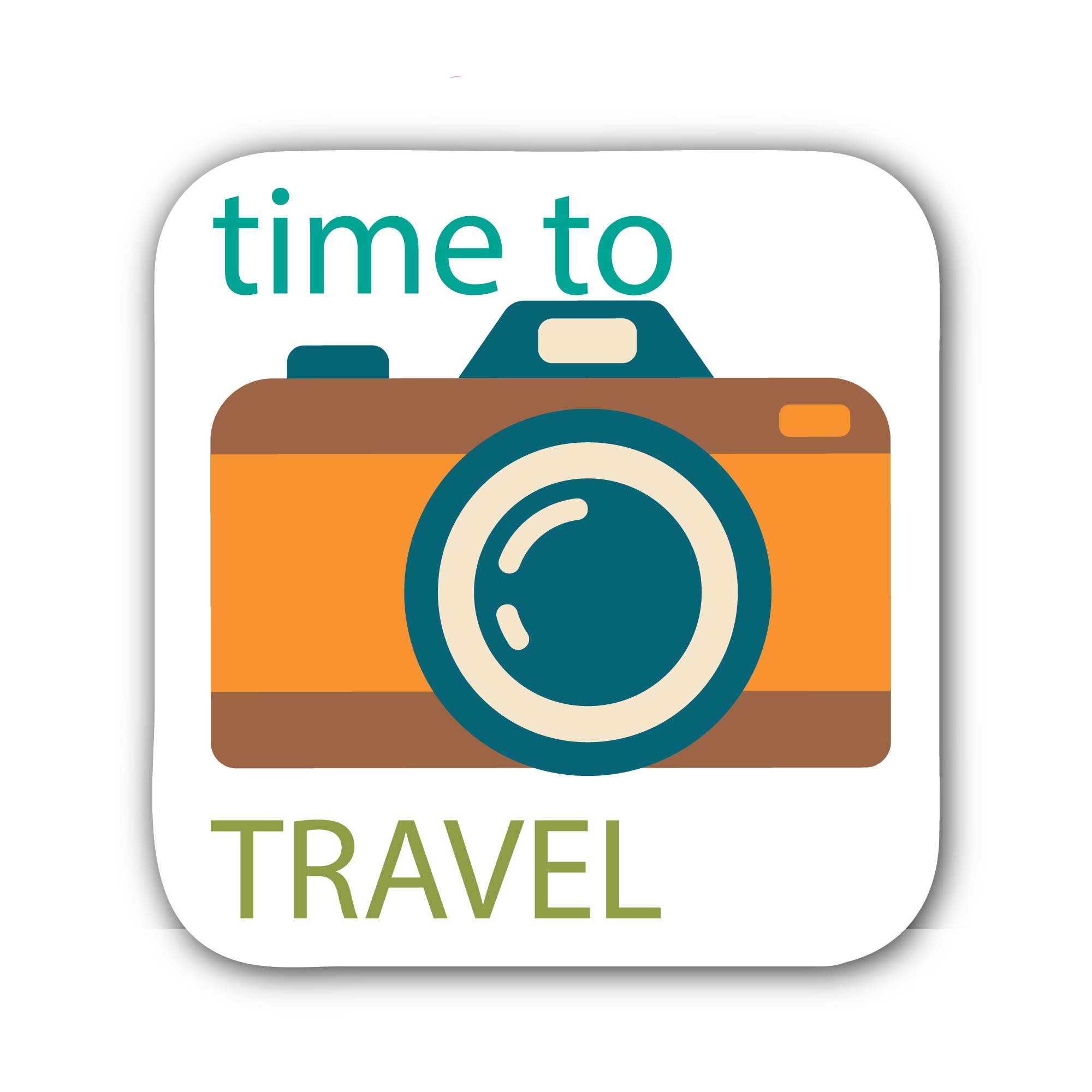 Time to Travel Sticker, Waterproof Vinyl Decal Sticker Indoor Or Outdoor 2 (Pieces) 3" and 5"