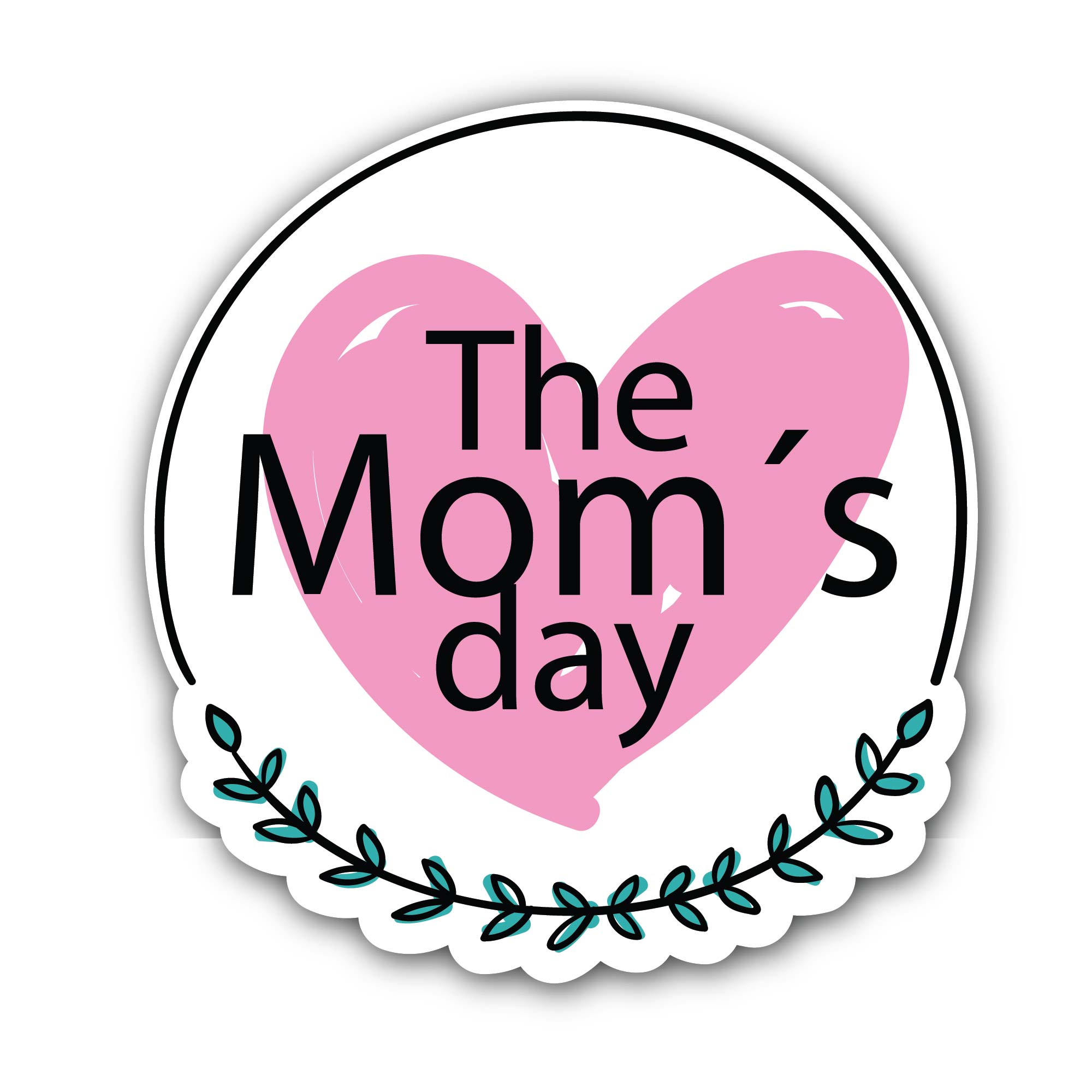 Mother's day background with pink heart Sticker, Waterproof Vinyl Decal Sticker Indoor Or Outdoor 2 (Pieces) 3" and 5"