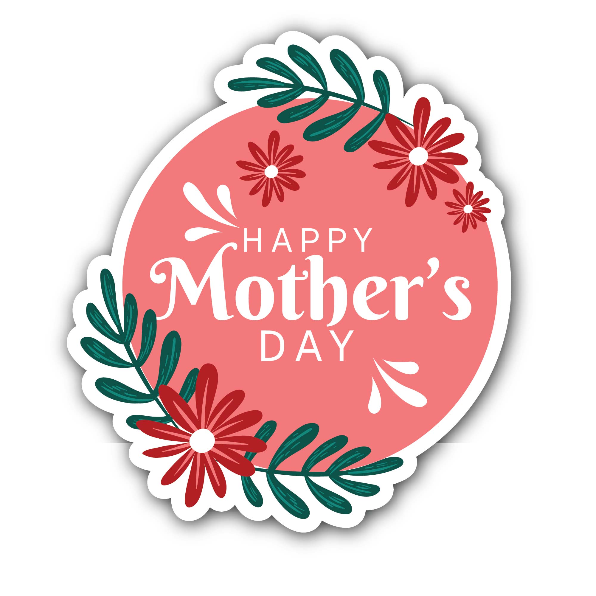 Greeting card with flowers for mother's day Sticker, Waterproof Vinyl Decal Sticker Indoor Or Outdoor 2 (Pieces) 3" and 5"