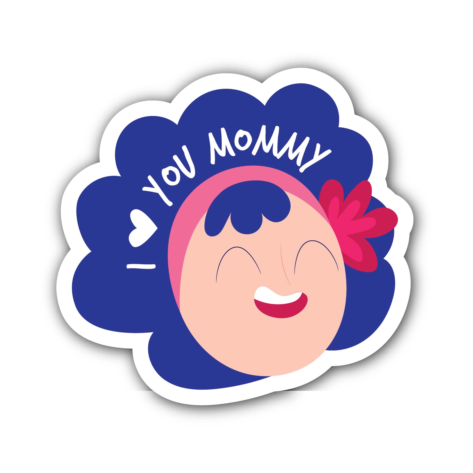 Love You Mom Message Sticker, Waterproof Vinyl Decal Sticker Indoor Or Outdoor 2 (Pieces) 3" and 5"