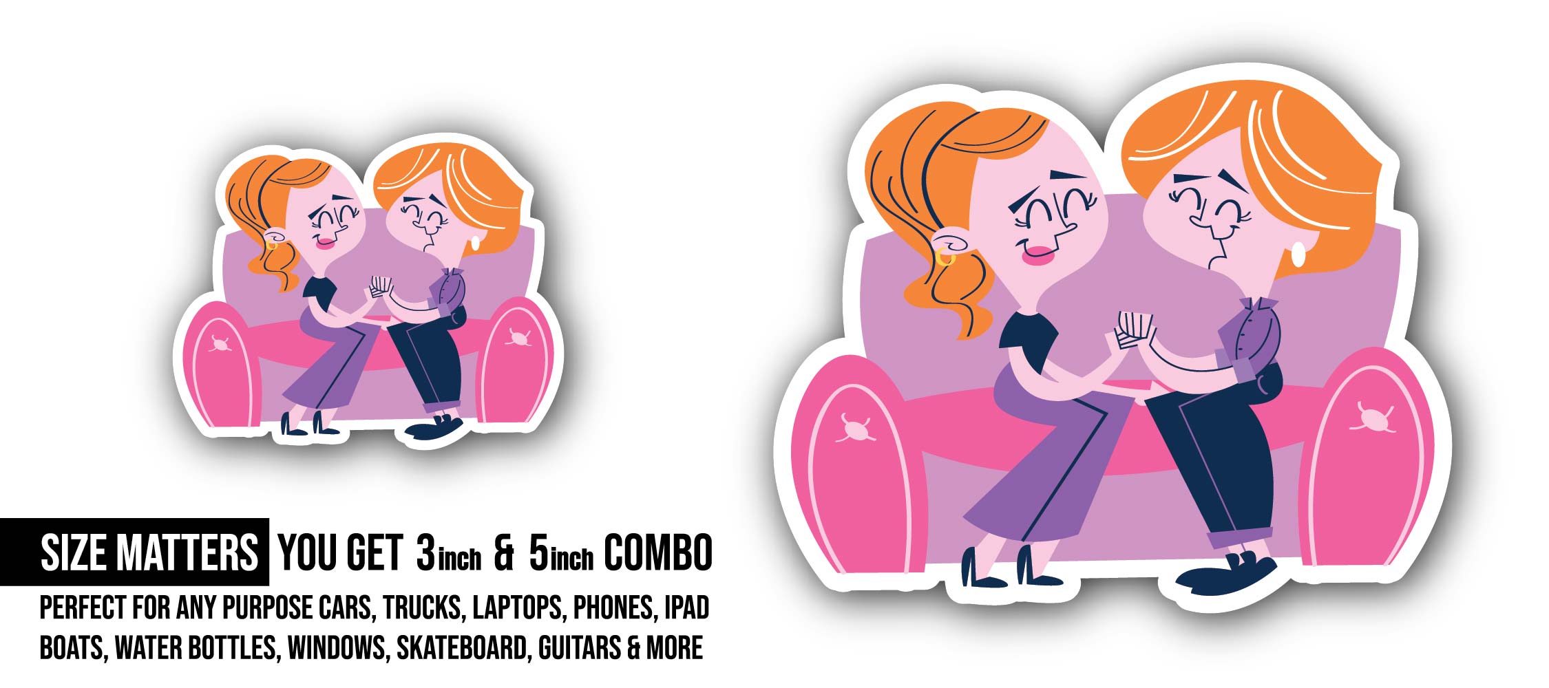 Best Friends Sticker, Waterproof Vinyl Decal Sticker Indoor Or Outdoor 2 (Pieces) 3" and 5"