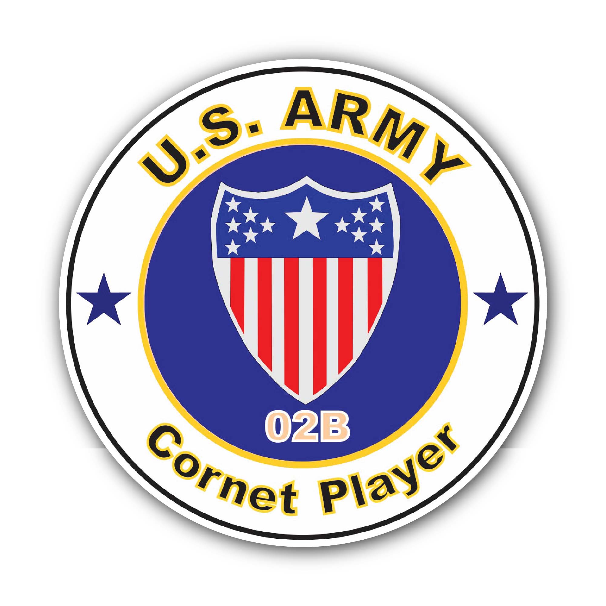 U.S. Army MOS 02B Coronet Player Sticker, Waterproof Vinyl Decal Sticker Indoor Or Outdoor 2 (Pieces) 3" and 5"
