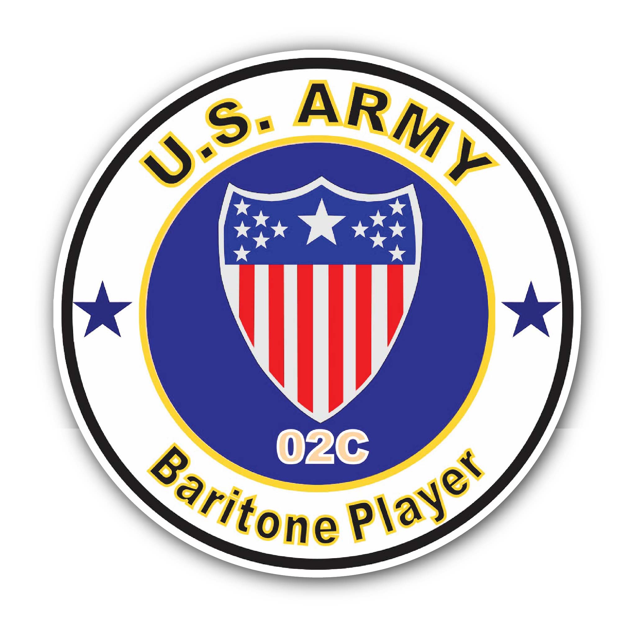 U.S. Army MOS 02C Baritone Player Sticker, Waterproof Vinyl Decal Sticker Indoor Or Outdoor 2 (Pieces) 3" and 5"
