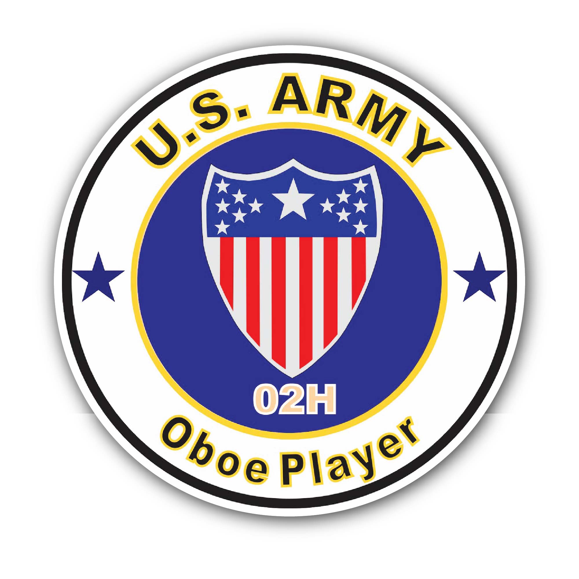 U.S. Army MOS 02H Oboe Player Sticker, Waterproof Vinyl Decal Sticker Indoor Or Outdoor 2 (Pieces) 3" and 5"