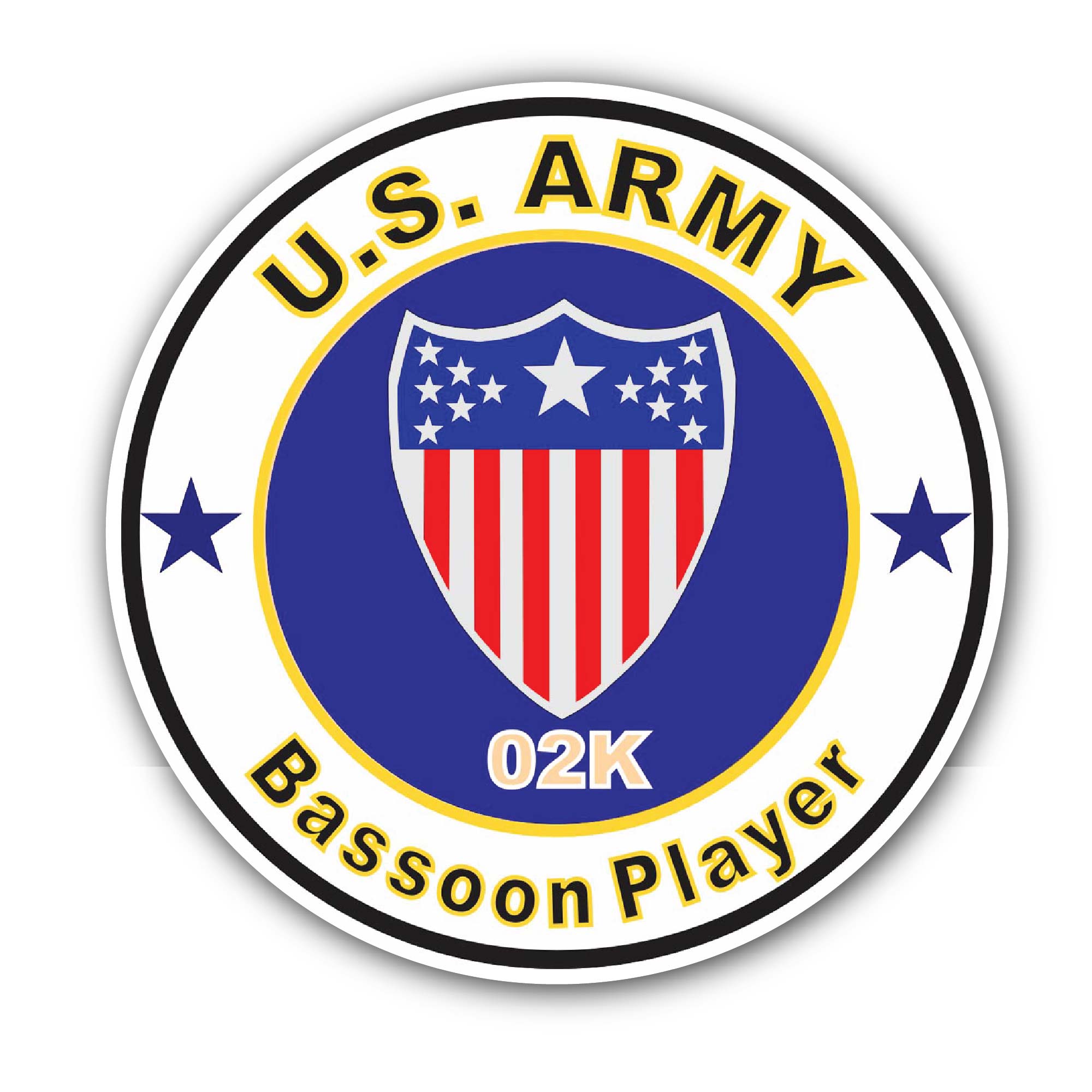 U.S. Army MOS 02K Bassoon Player Sticker, Waterproof Vinyl Decal Sticker Indoor Or Outdoor 2 (Pieces) 3" and 5"