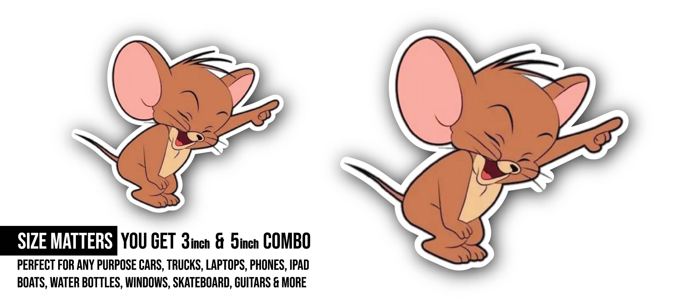 Funny Rat Sticker, Waterproof Vinyl Decal Sticker Indoor Or Outdoor 2 (Pieces) 3" and 5"
