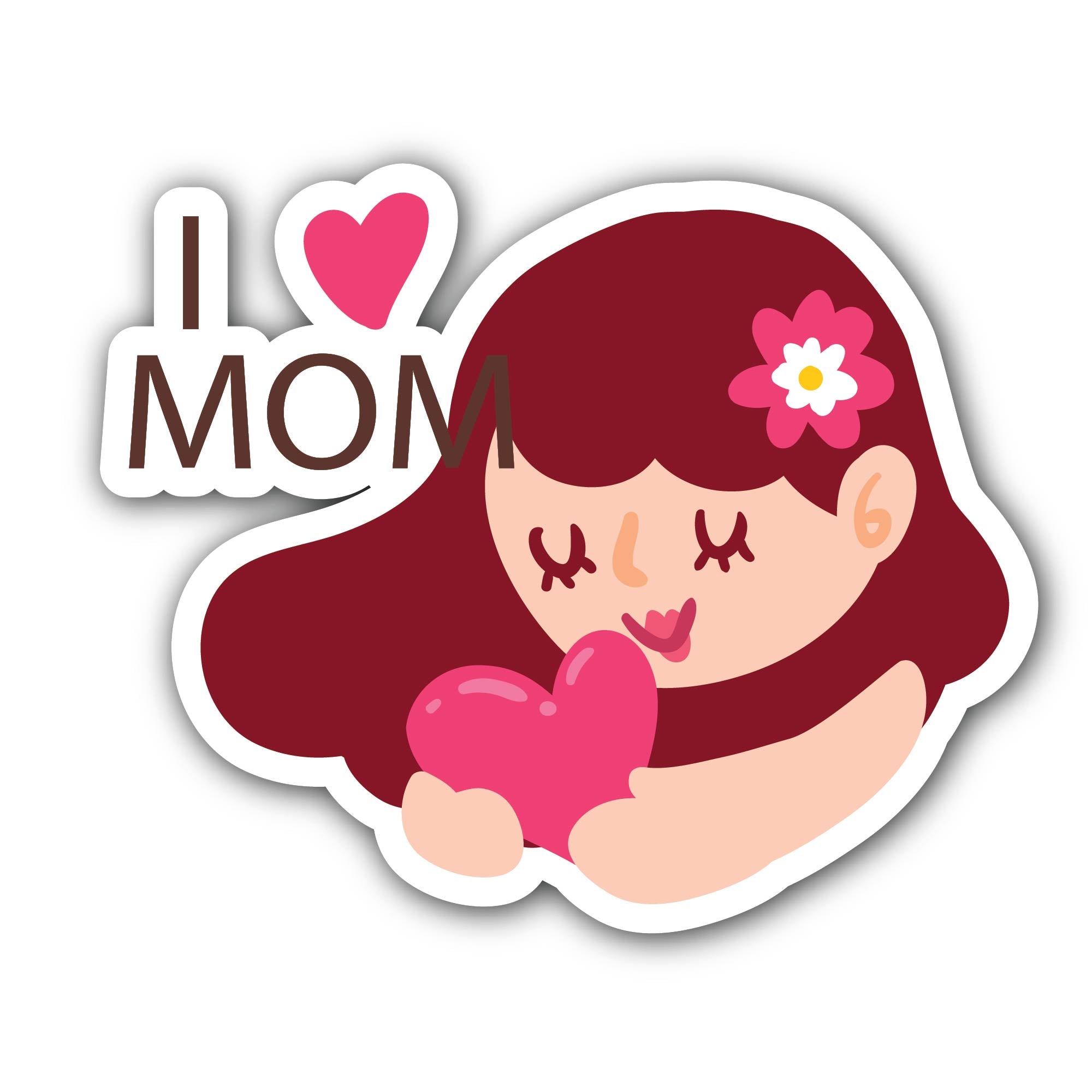 Heart my mom Sticker, Waterproof Vinyl Decal Sticker Indoor Or Outdoor 2 (Pieces) 3" and 5"