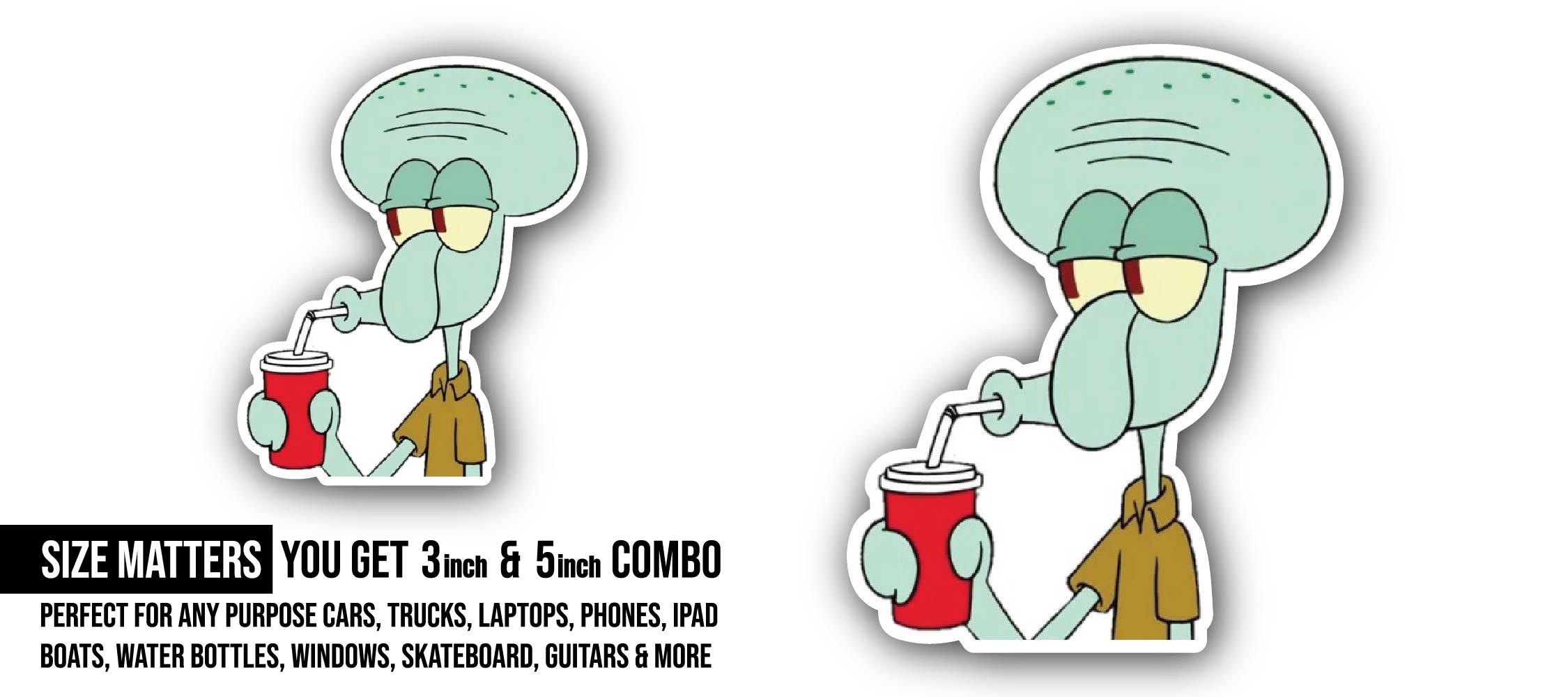 Drinking Juice Sticker, Waterproof Vinyl Decal Sticker Indoor Or Outdoor 2 (Pieces) 3" and 5"