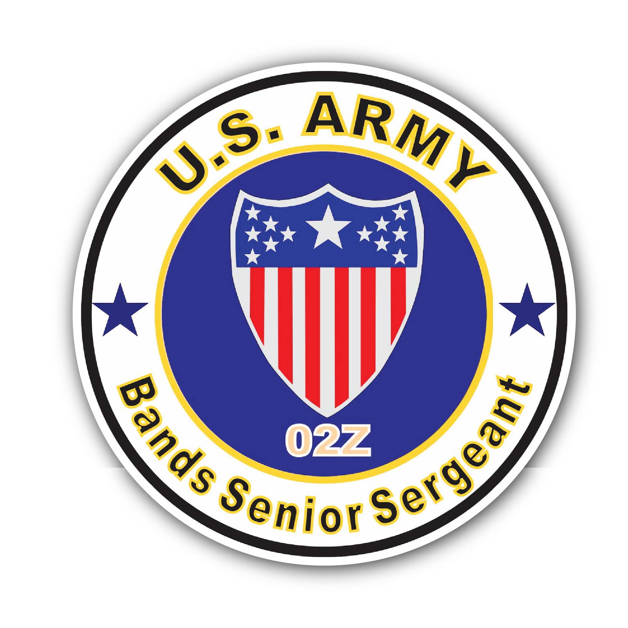 U.S. Army MOS 02Z Bands Senior Sergeant Sticker, Waterproof Vinyl Decal Sticker Indoor Or Outdoor 2 (Pieces) 3" and 5"