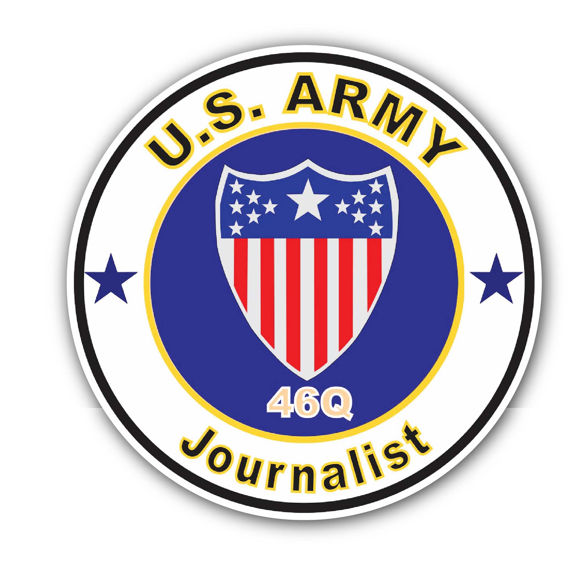 U.S. Army MOS 46Q Journalist Sticker, Waterproof Vinyl Decal Sticker Indoor Or Outdoor 2 (Pieces) 3" and 5"
