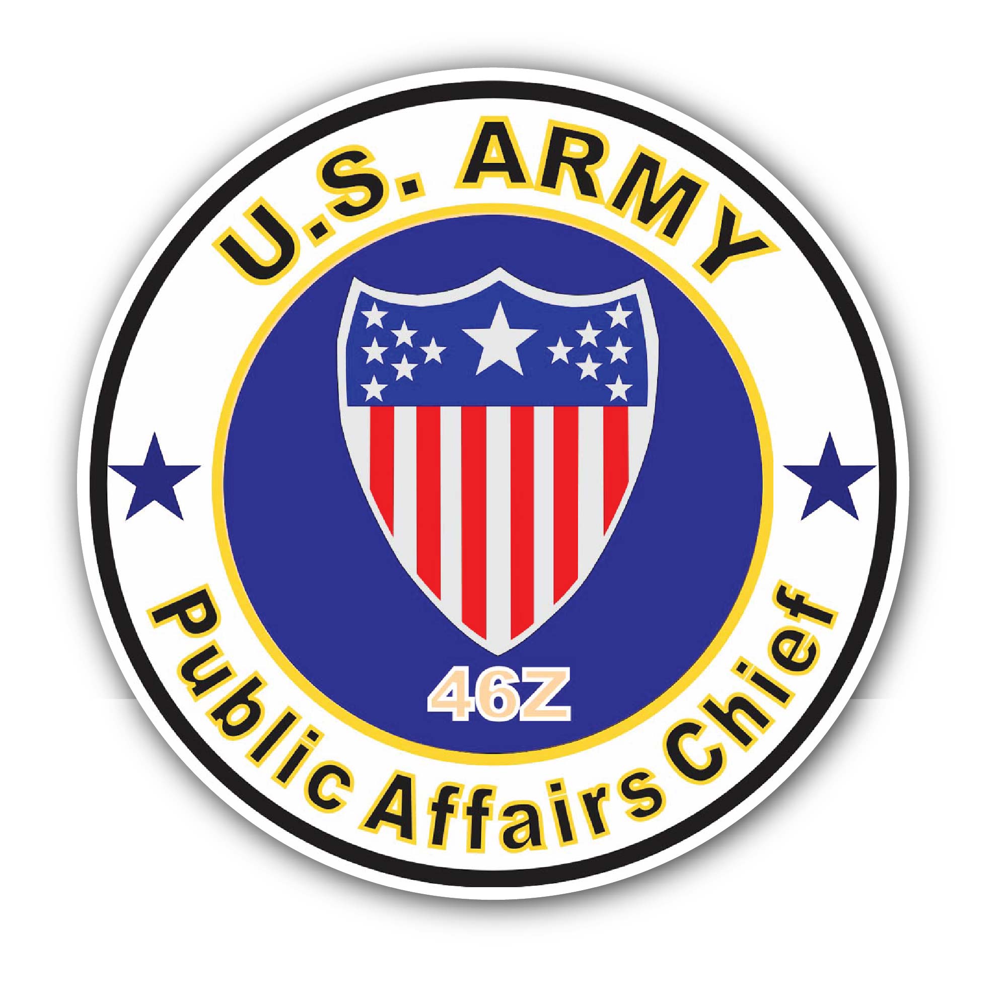 U.S. Army MOS 46Z Public Affairs Chief Sticker, Waterproof Vinyl Decal Sticker Indoor Or Outdoor 2 (Pieces) 3" and 5"