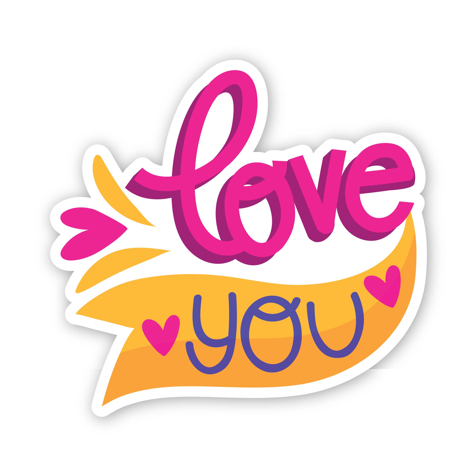 Love You Sticker, Waterproof Vinyl Decal Sticker Indoor Or Outdoor 2 (Pieces) 3" and 5"