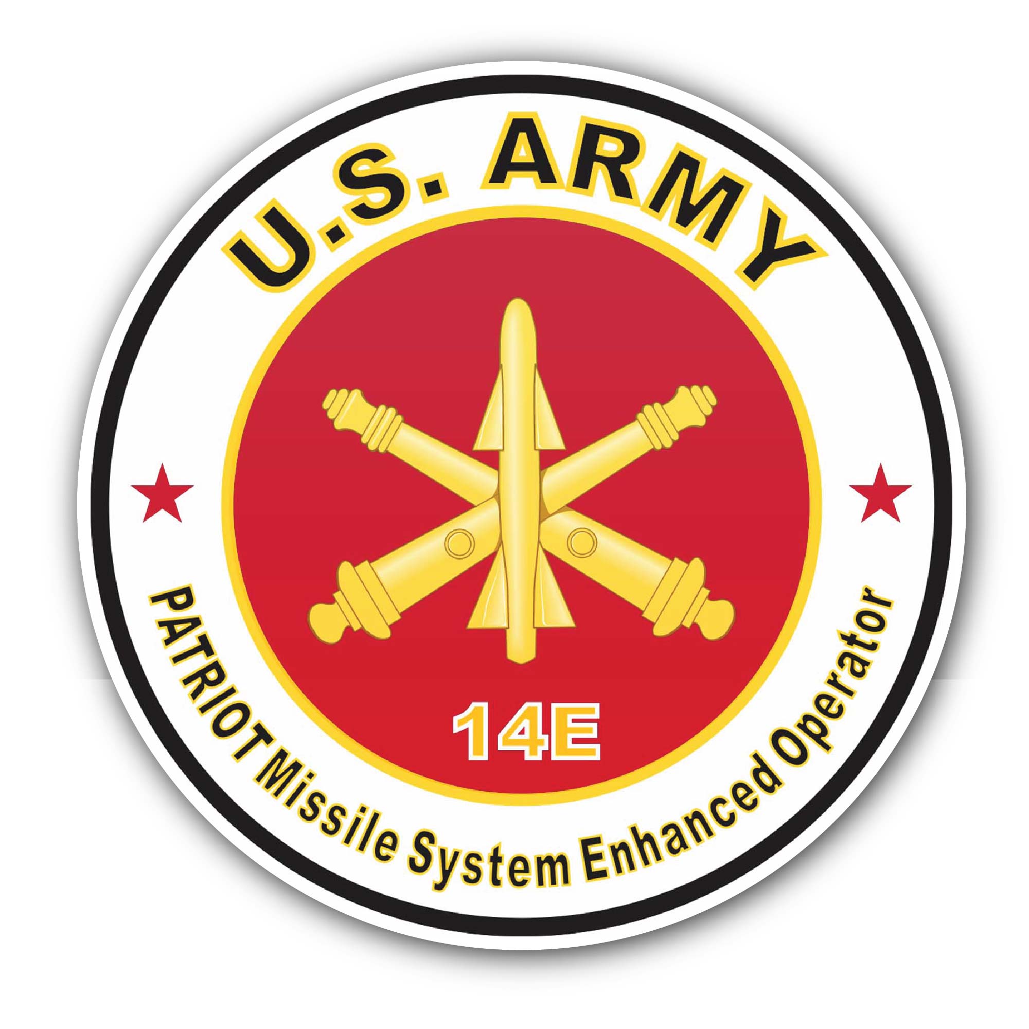 U.S. Army MOS 14E Patriot Missile System Enhanced Operator Sticker, Waterproof Vinyl Decal Sticker Indoor Or Outdoor 2 (Pieces) 3" and 5"