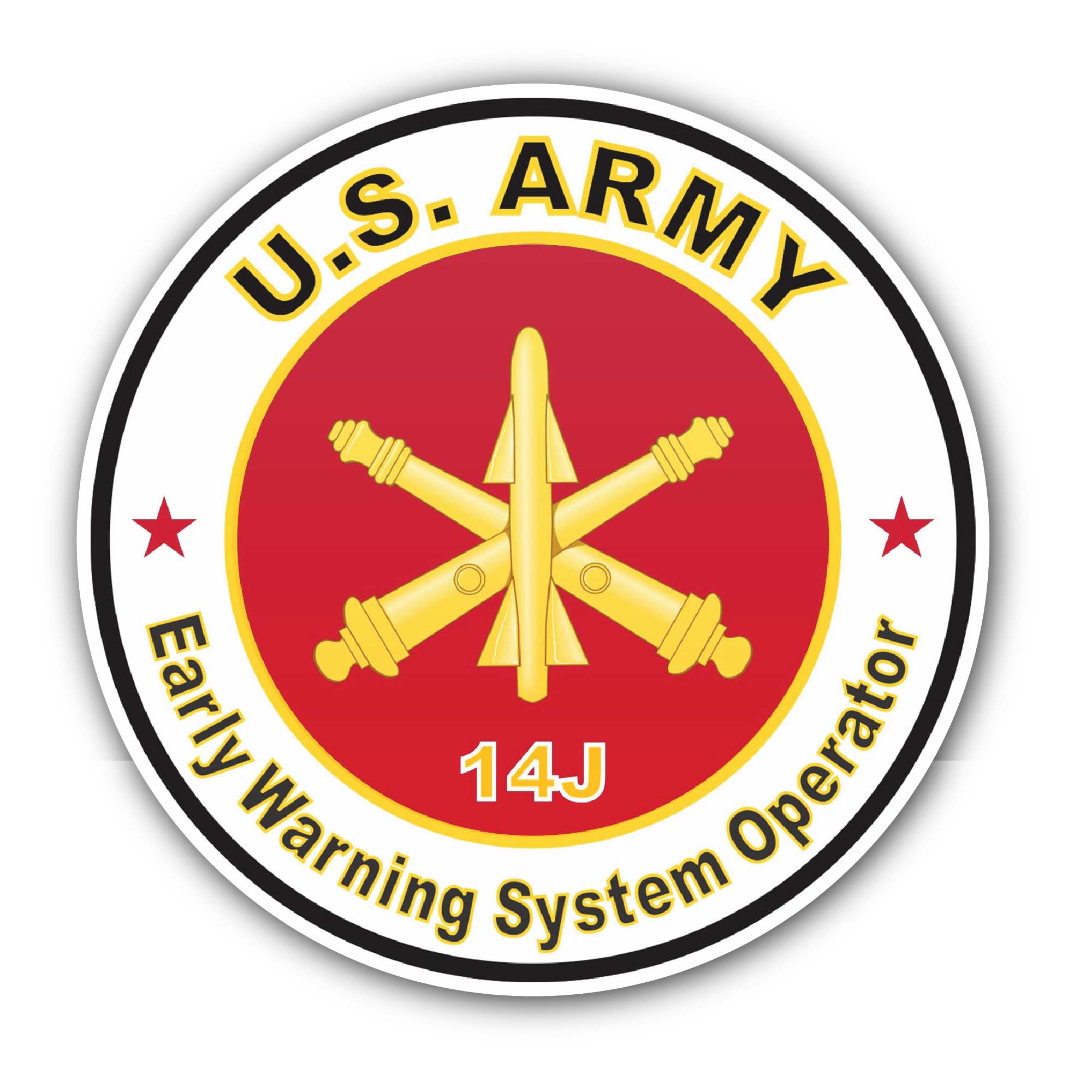 U.S. Army MOS 14J Early Warning System Operator Sticker, Waterproof Vinyl Decal Sticker Indoor Or Outdoor 2 (Pieces) 3" and 5"