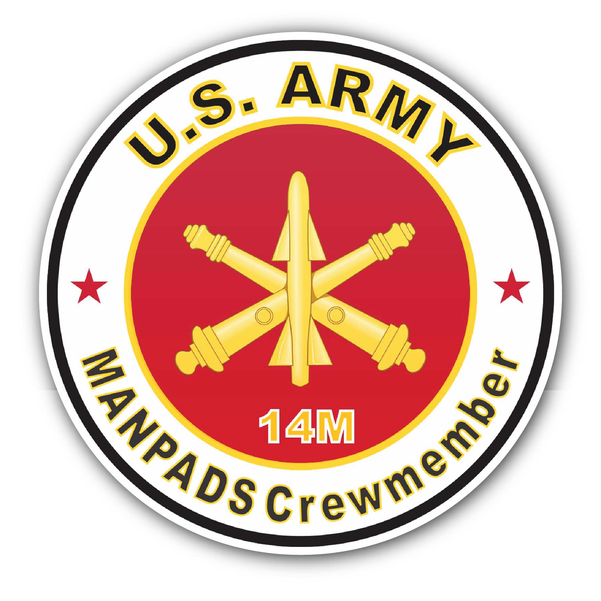 U.S. Army MOS 14M ManPADS Crewmember Sticker, Waterproof Vinyl Decal Sticker Indoor Or Outdoor 2 (Pieces) 3" and 5"