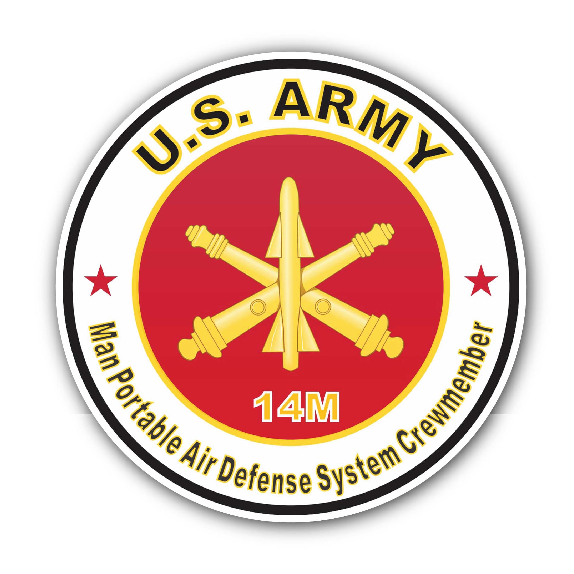 U.S. Army MOS 14M Man Portable Air Defense System Crewmember Sticker, Waterproof Vinyl Decal Sticker Indoor Or Outdoor 2 (Pieces) 3" and 5"