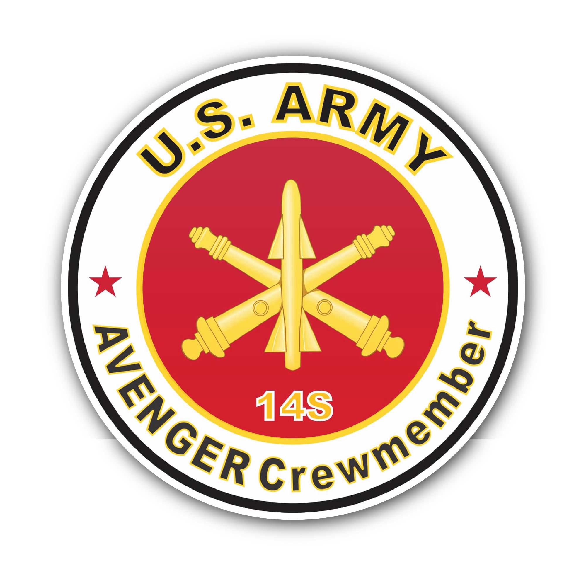 U.S. Army MOS 14S Avenger Crewmember Sticker, Waterproof Vinyl Decal Sticker Indoor Or Outdoor 2 (Pieces) 3" and 5"